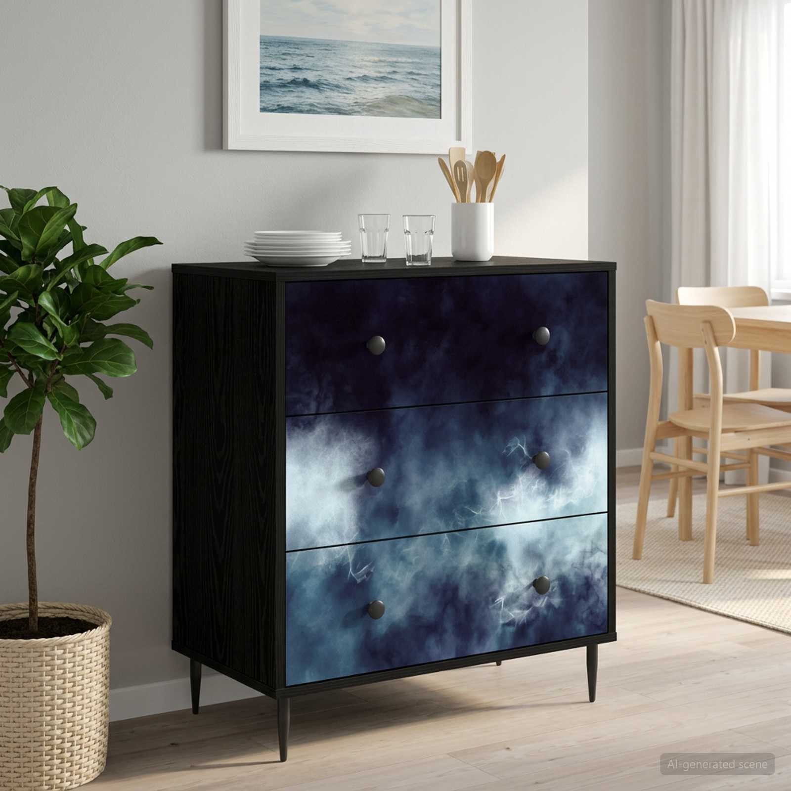 vidaXL Kommode 66 x 36,5 x 76 cm Kommode Schubladenschrank Sideboard RAALTE Blaue Mar