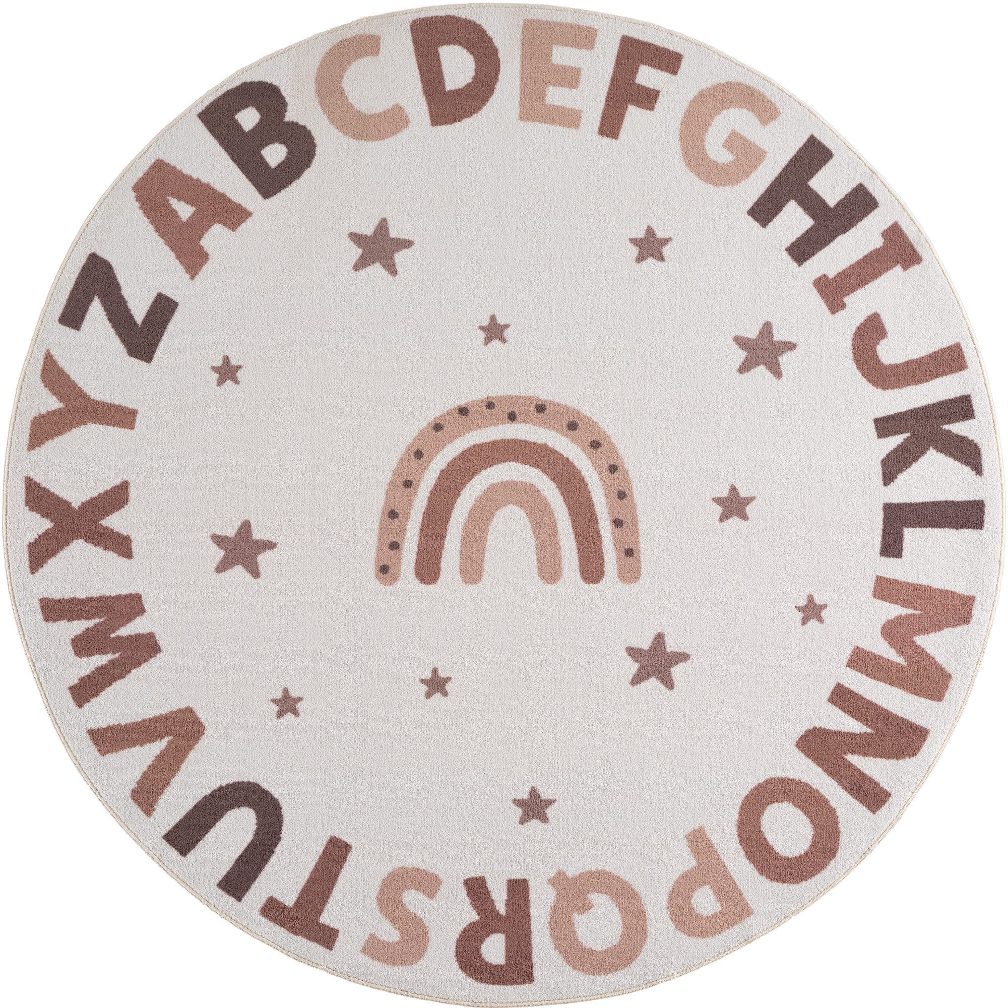 Ayyildiz Teppiche Kinderteppich COCO 1133, auch in rund erhältlich, rund, Höhe: 8 mm, Waschbar bei 30 °C, rutschhemmend, OEKO-TEX® zertifiziert, Buchstaben