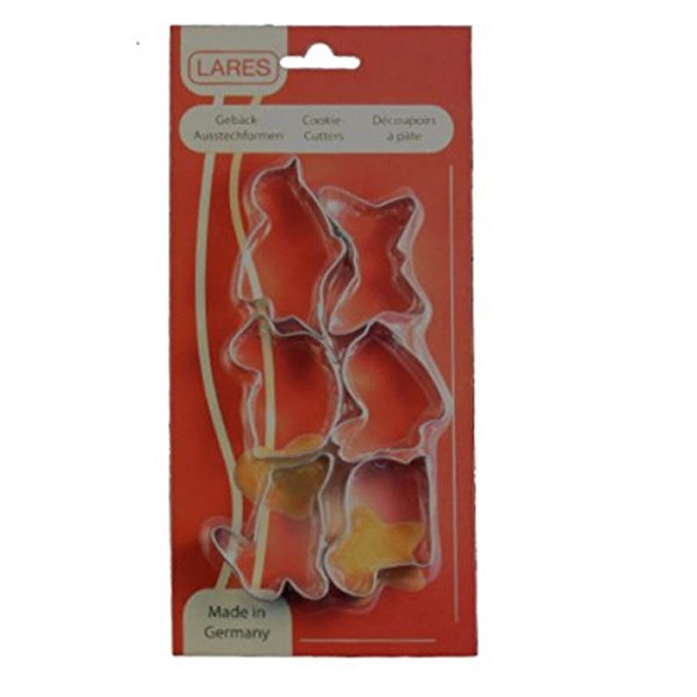 LARES Ausstechform 6er Set - Ostertiere - Lamm, Hase, Vogel, Ente und Schmetterling, Weißblech, aus Weißblech - Höhe ca. 1,7cm und ca. 5cm groß - Made in Germany