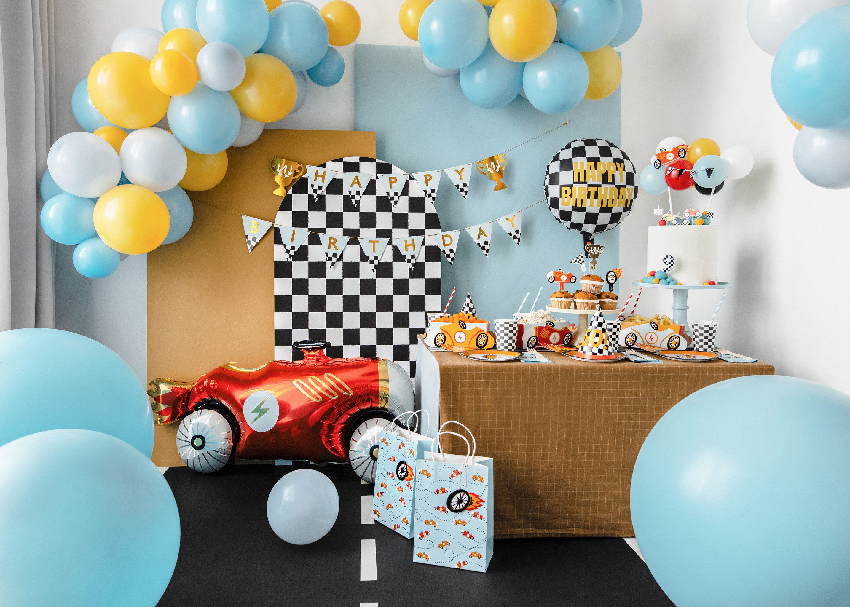 partydeco Tischläufer, Tischläufer Rennstrecke Motiv 40x500cm günstig online kaufen