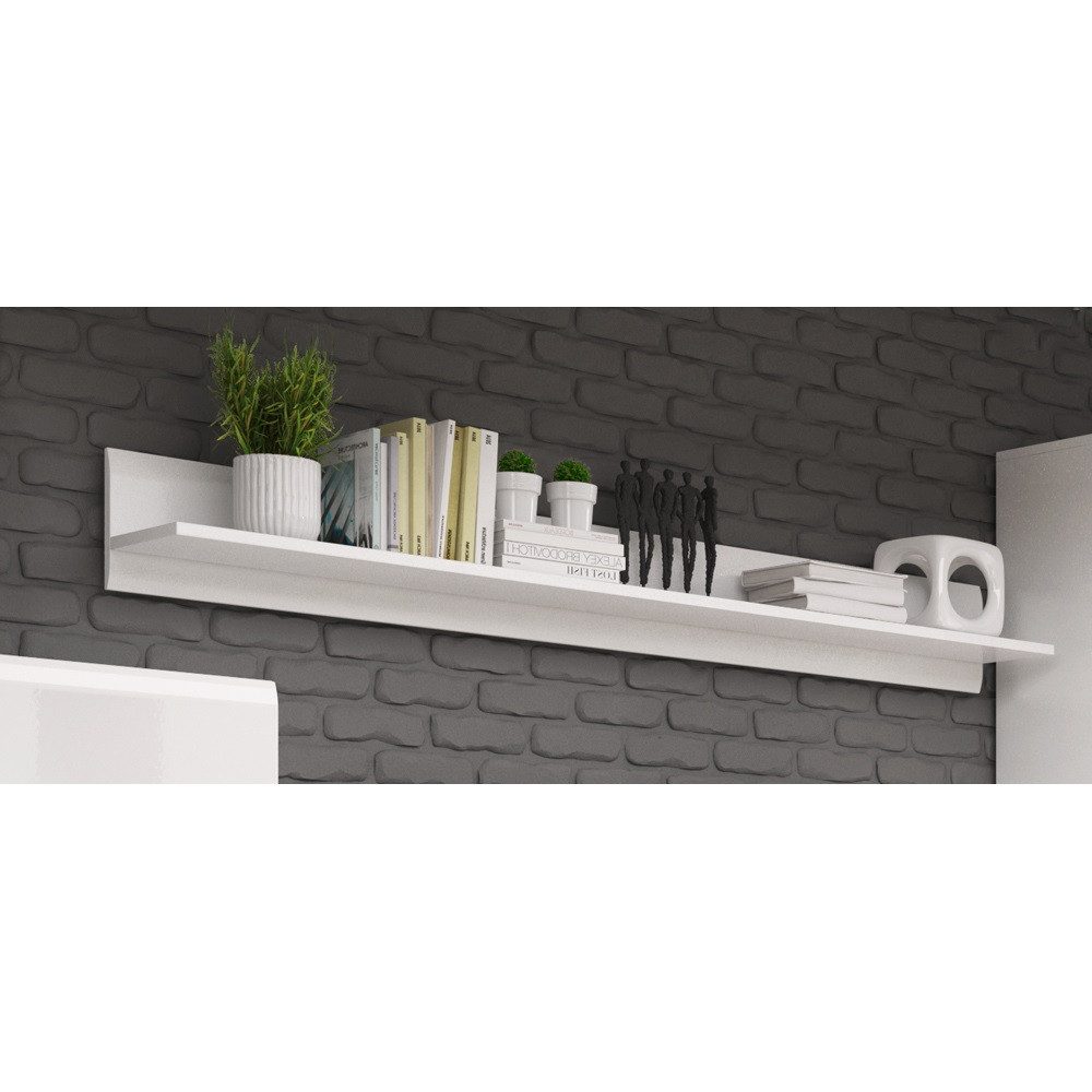 Lomadox Wandregal TURDA-83, Wandboard Regal weiß Hochglanz 180x22x23 cm günstig online kaufen