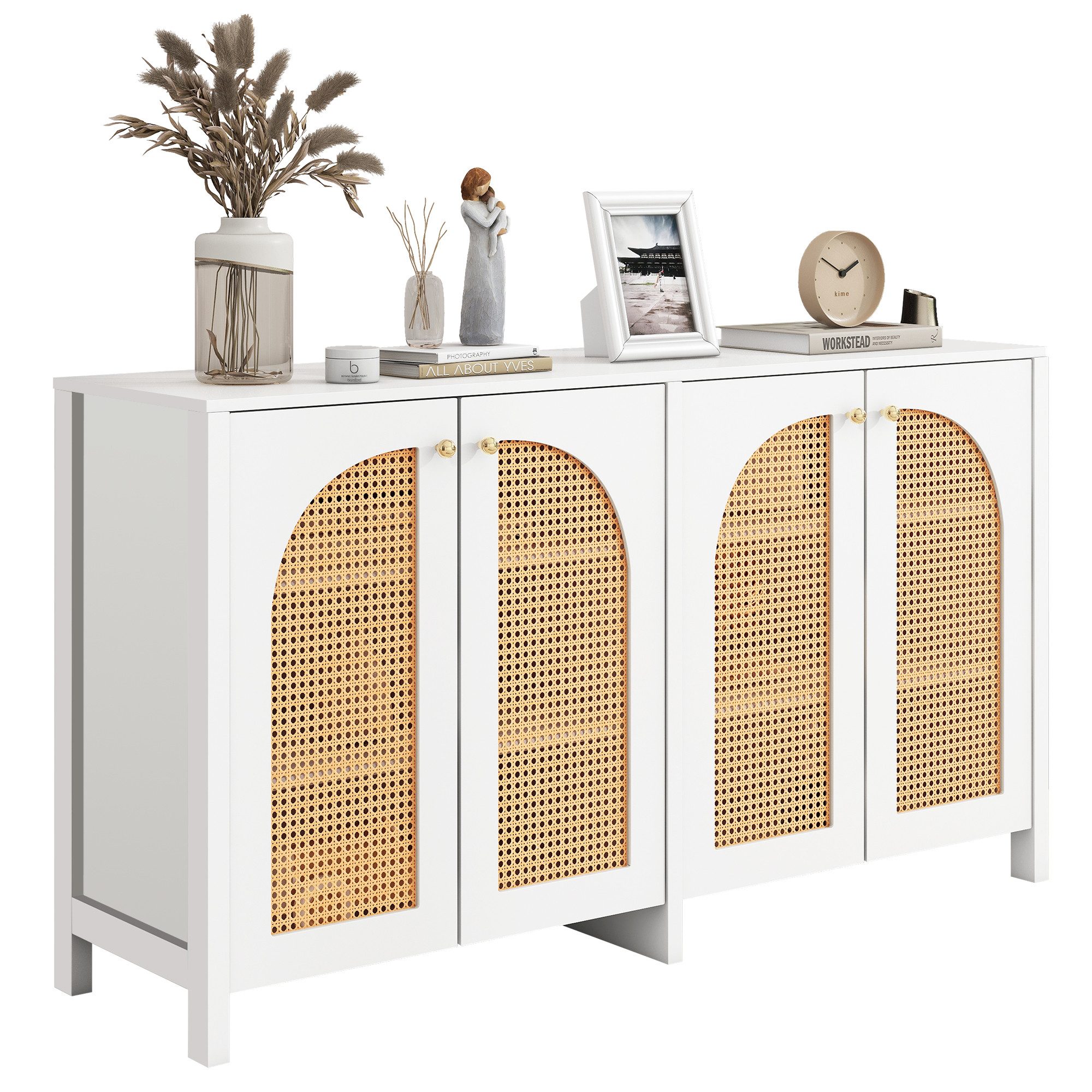 Merax Sideboard, Kommode mit verstellbaren Einlegböden,Anrichte,Rattantüren günstig online kaufen