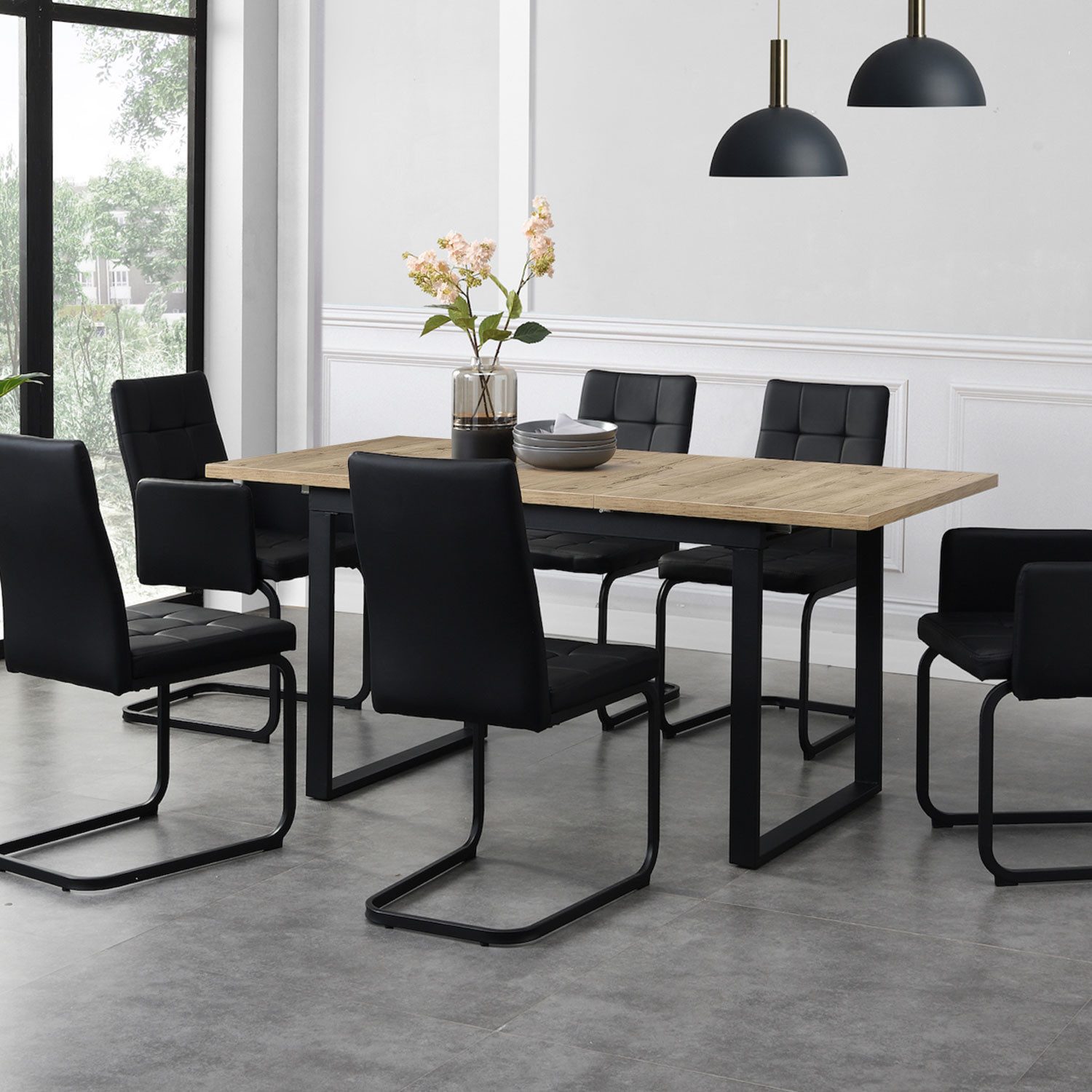 B&D home Esstisch LARS, Metallgestell schwarz oder weiß, ausziehbar 120-160 günstig online kaufen