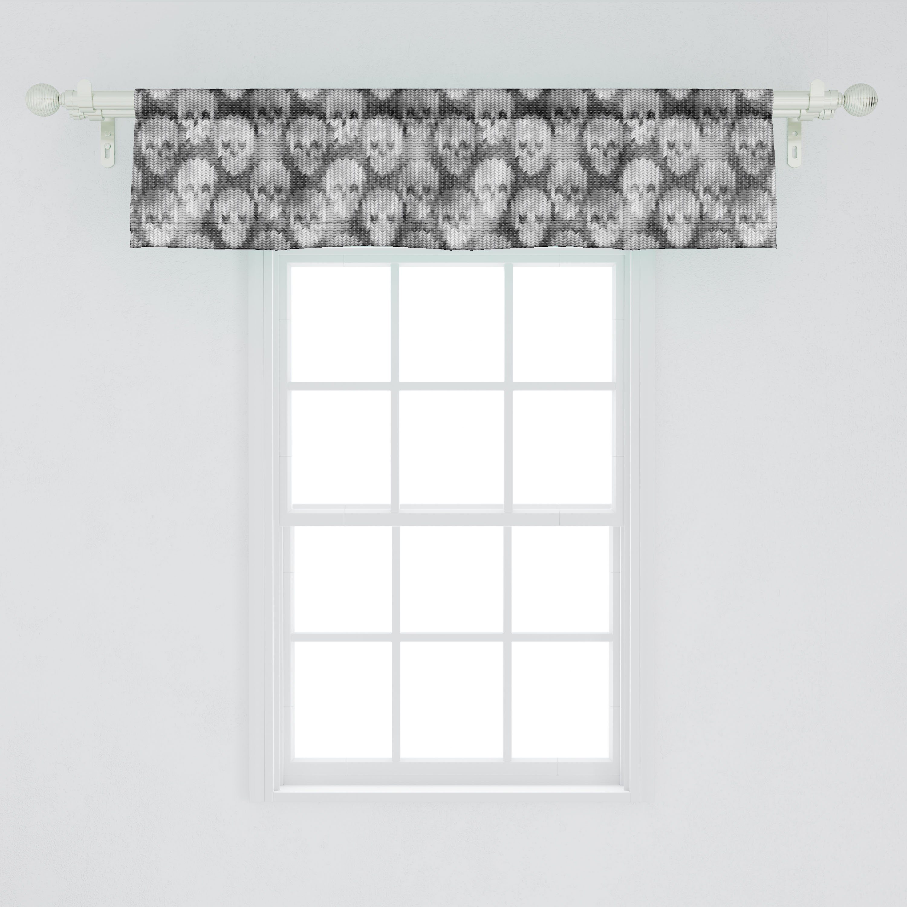 Abakuhaus, Volant Kopf Weiß Brainpan Vorhang Scheibengardine Microfaser, mit und Schlafzimmer Stangentasche, Dekor für Grau Küche