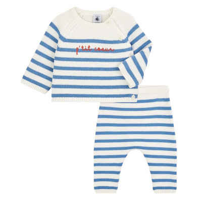 Petit Bateau Shirt & Hose Petit Bateau 2-teiliges Baby-Set aus Cardigan und Hose