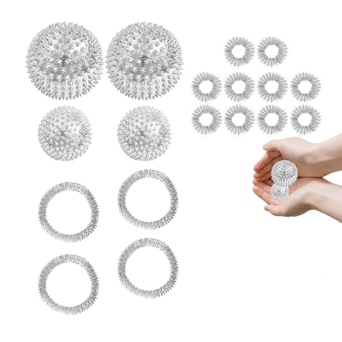 FELIXLEO Massageball 4 Stück Igelball Massageball Set mit Akupressurringen, 18-tlg.