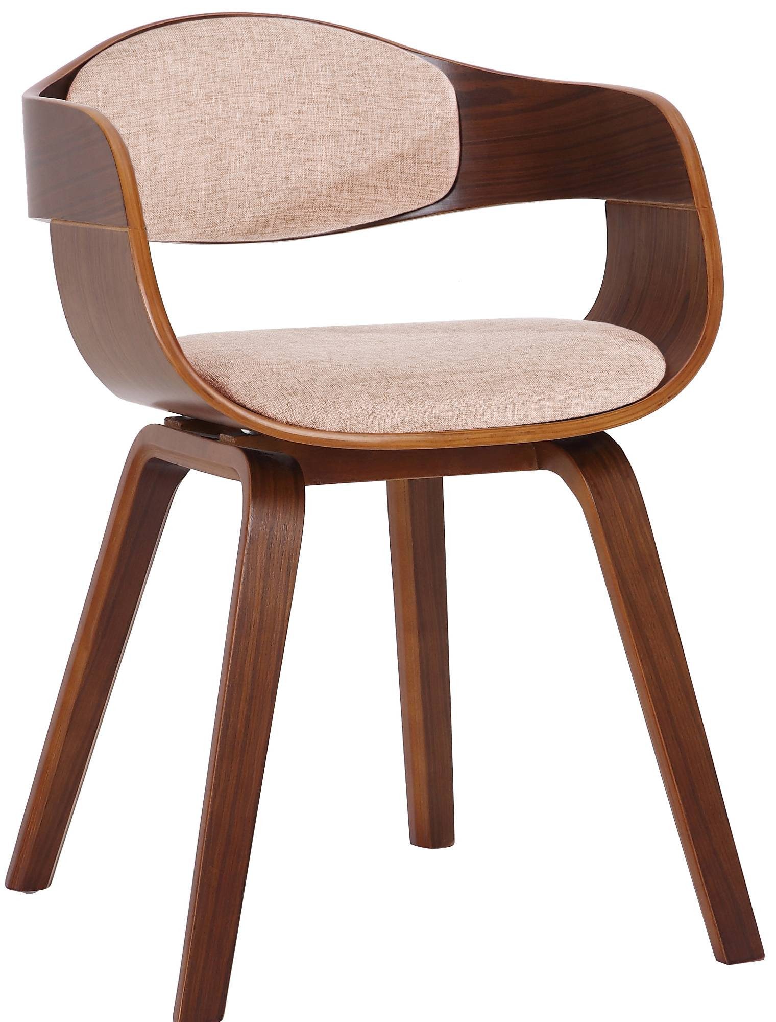 furnicato Besucherstuhl Stoff 46x49x73 cm walnuss/creme (1 St)