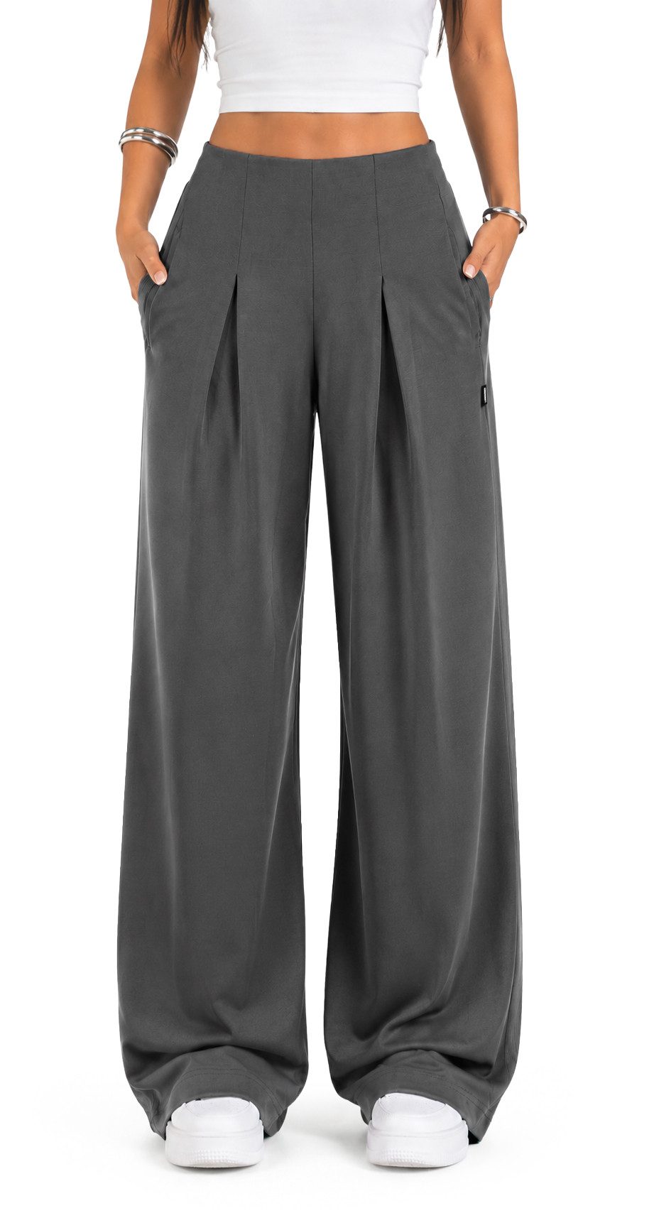 Smilodox Jogginghose Vanea Sweatpants Damen, Loose Fit, Wide Leg, Gym & Freizeit Slip-On, elastisch, weiches Strickmaterial, Bewegungsfreiheit