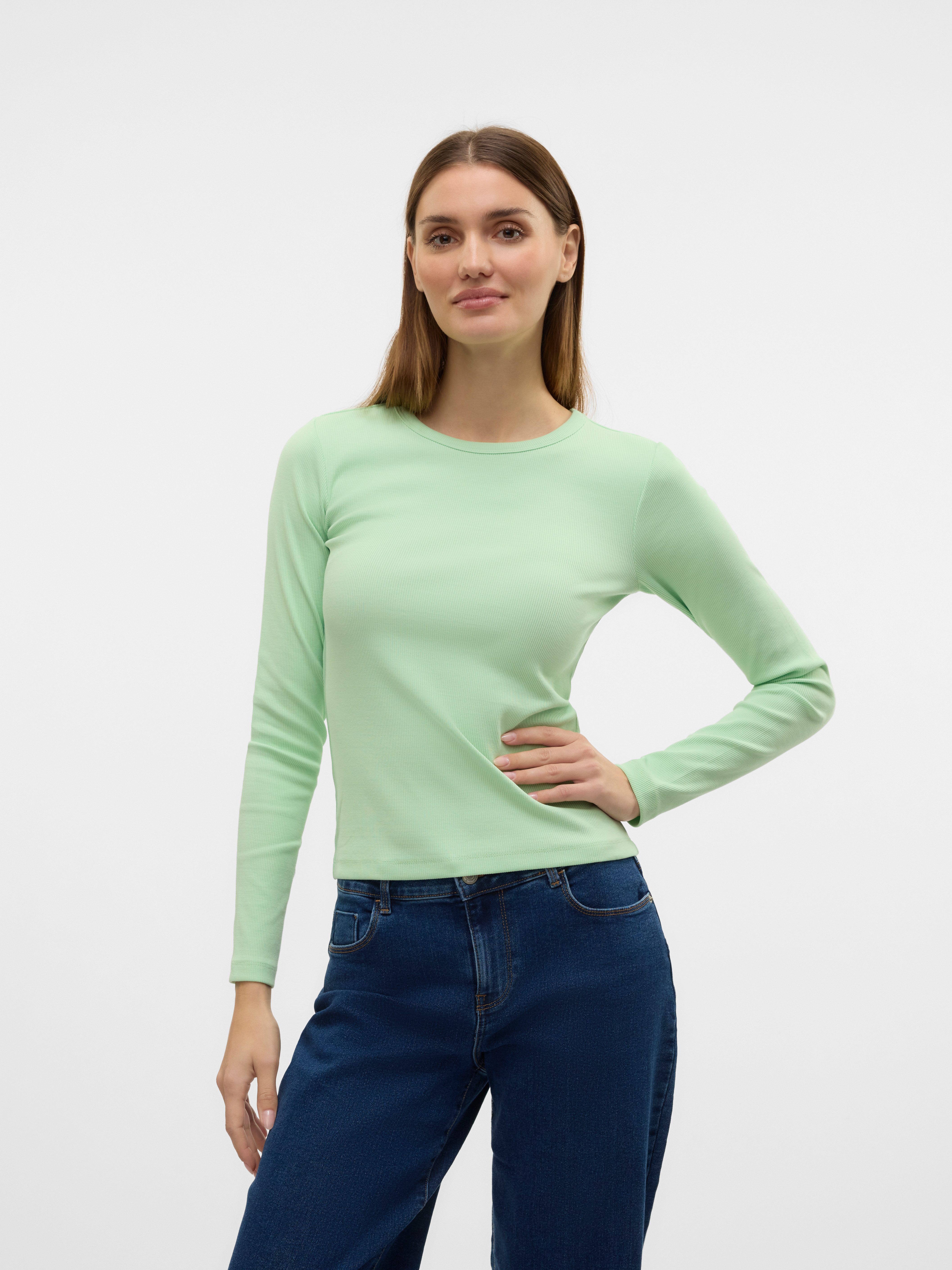 Vero Moda Langarmshirt VMCHLOE LS SHORT TOP JRS NOOS Baumwollmischung günstig online kaufen