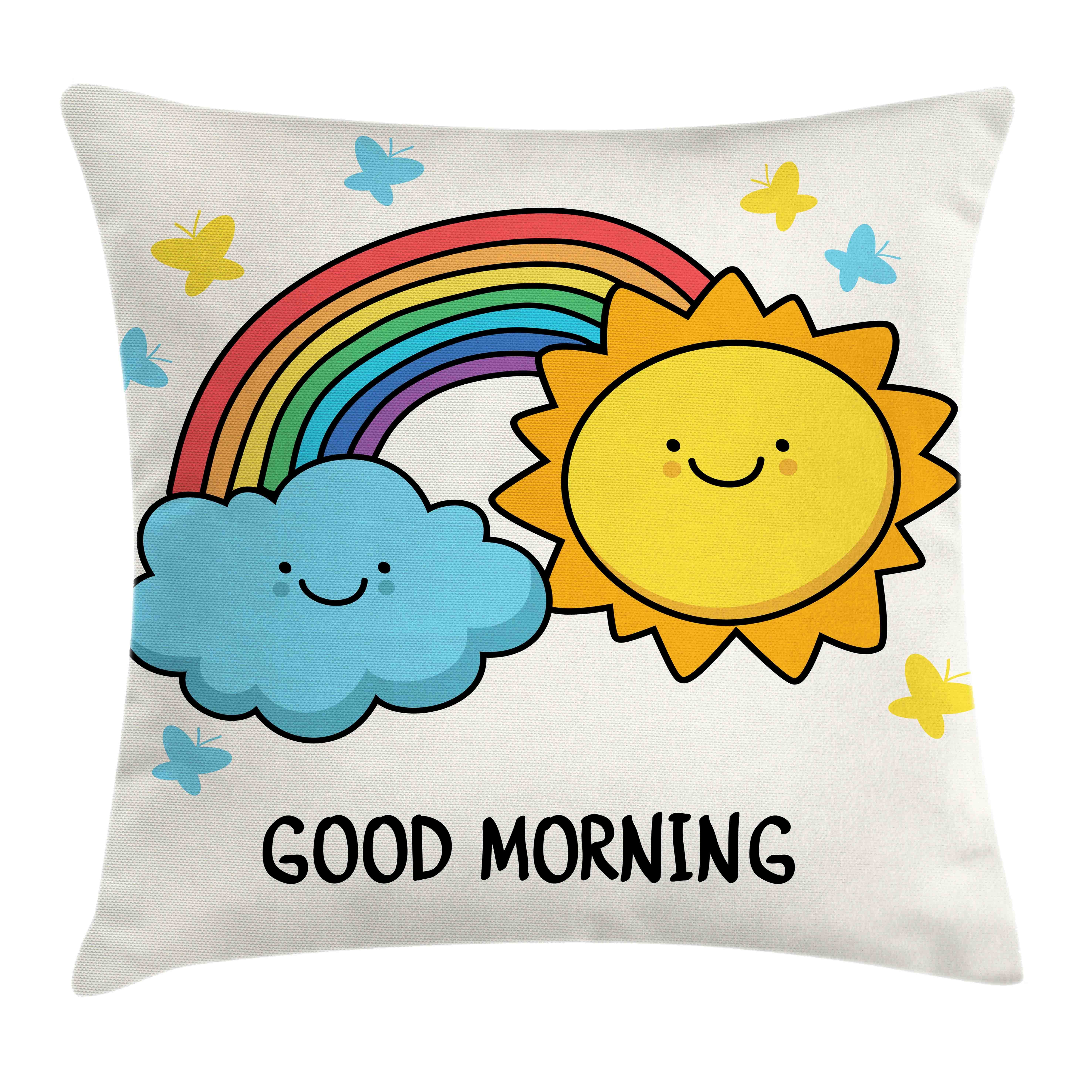 Kissenbezüge Farben Klaren Reißverschluss Druck, mit Wolke mit Waschbar Lustiger Beidseitiger Wolke Kissenhülle und Abakuhaus Cartoon-Sun Farbfesten (1 Stück),