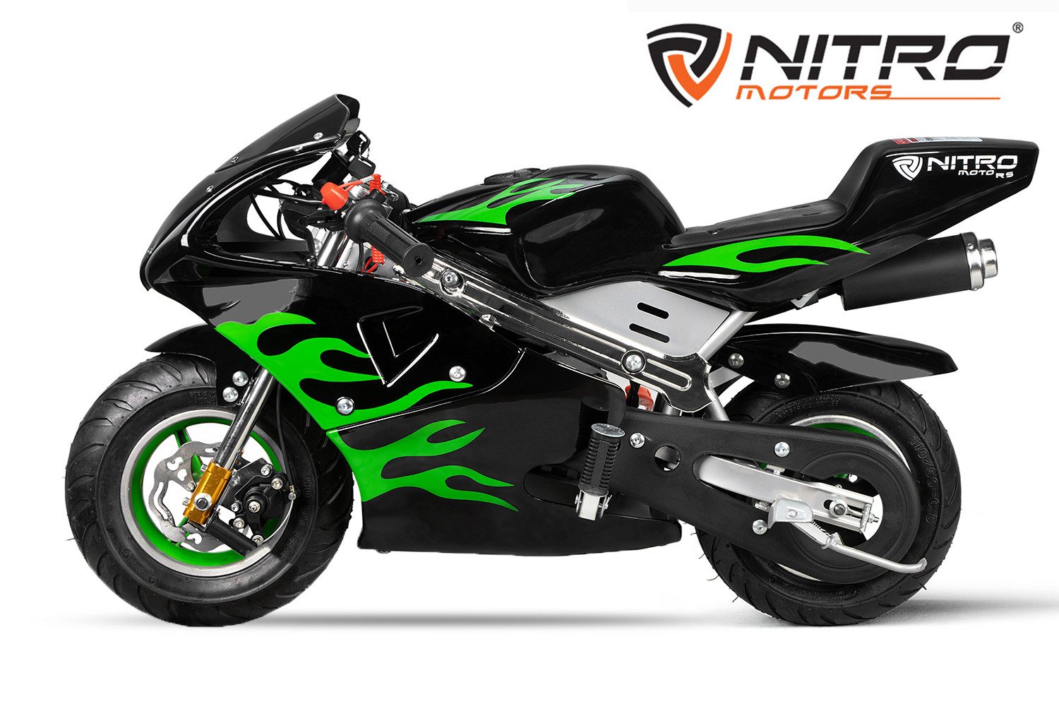Nitro Motors Dirt-Bike PS77 Pocketbike 49cc 6.5 Zoll Minibike Pocket Rennmotorrad, 1 Gang
