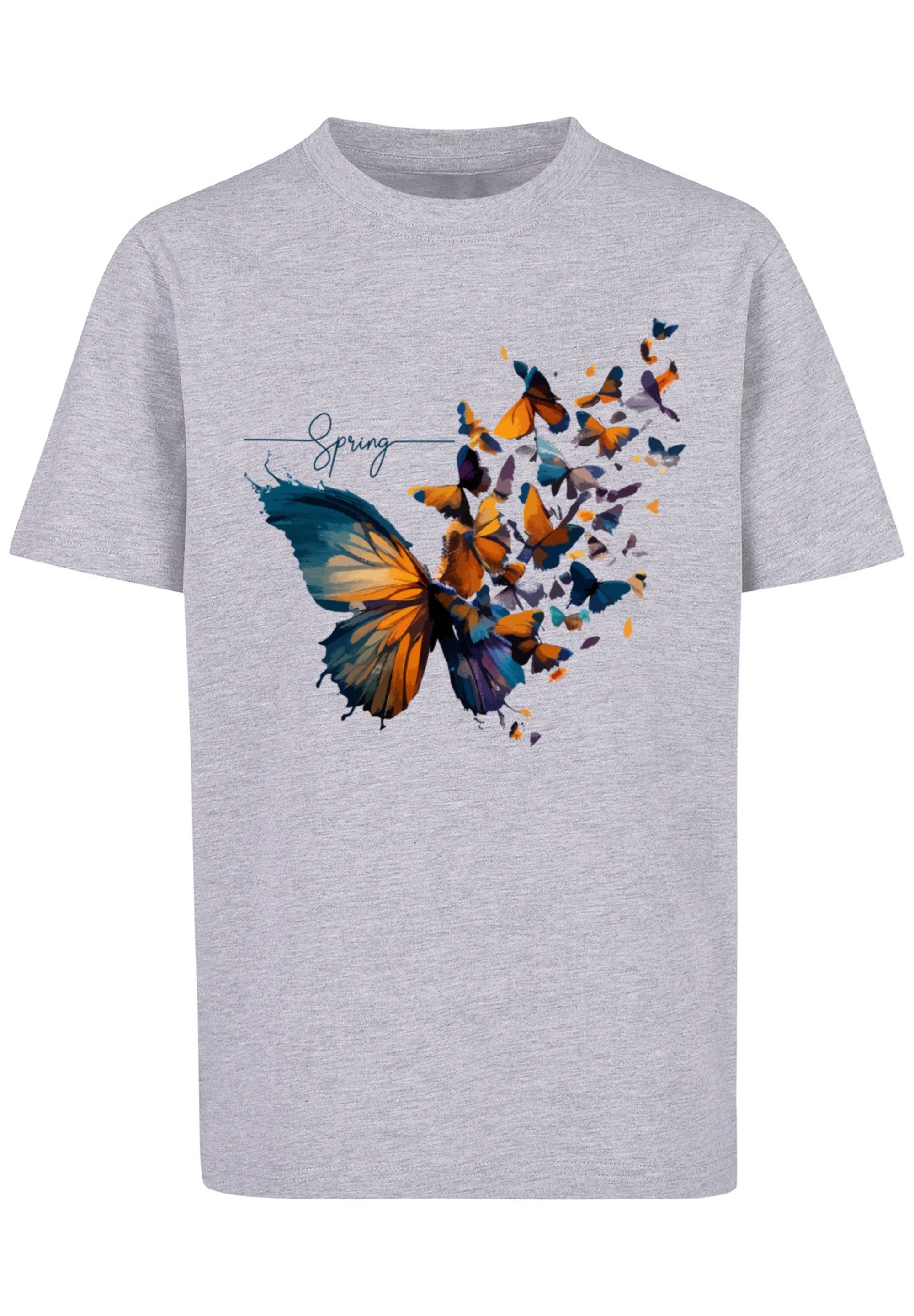 grey F4NT4STIC Frühling Print Unisex T-Shirt Tee heather Schmetterling
