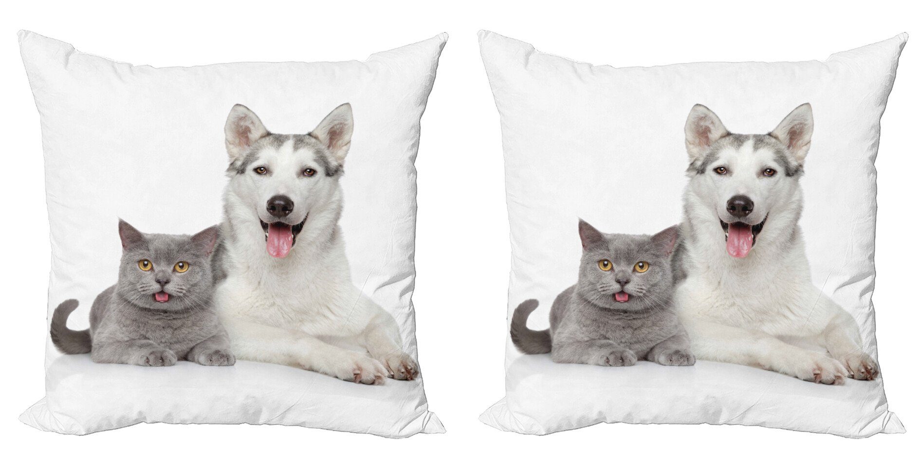 (2 Hunde Digitaldruck, Haustiere Doppelseitiger Stück), Haustier Abakuhaus Accent Modern Tiere Kissenbezüge Digitale