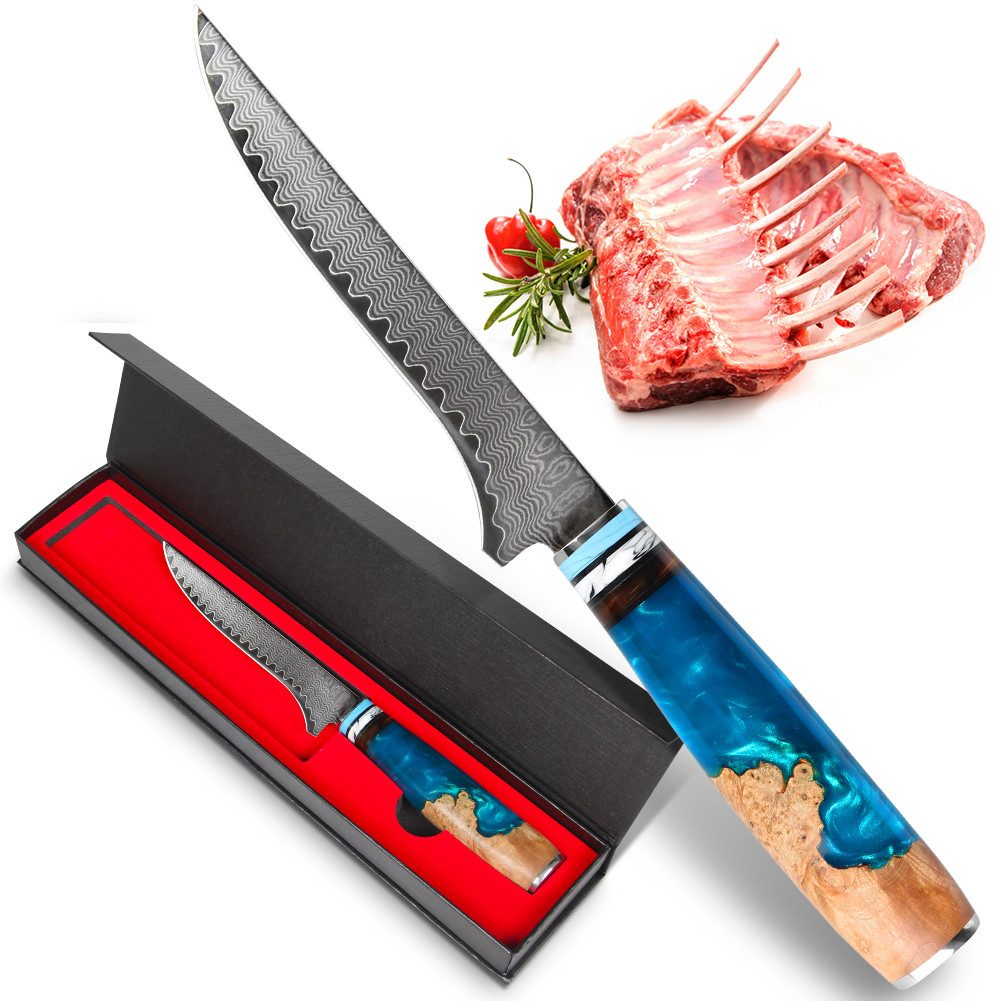KEENZO Damastmesser Damast Ausbeinmesser 15cm Filetiermesser aus 67 Lagen Damaststahl
