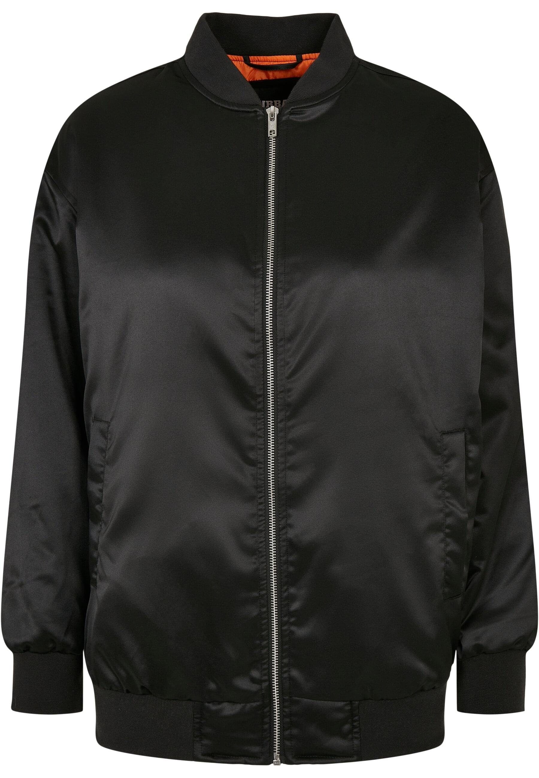 Damen Bomber (1-St) URBAN Ladies black Sommerjacke Jacket CLASSICS Oversized Satin
