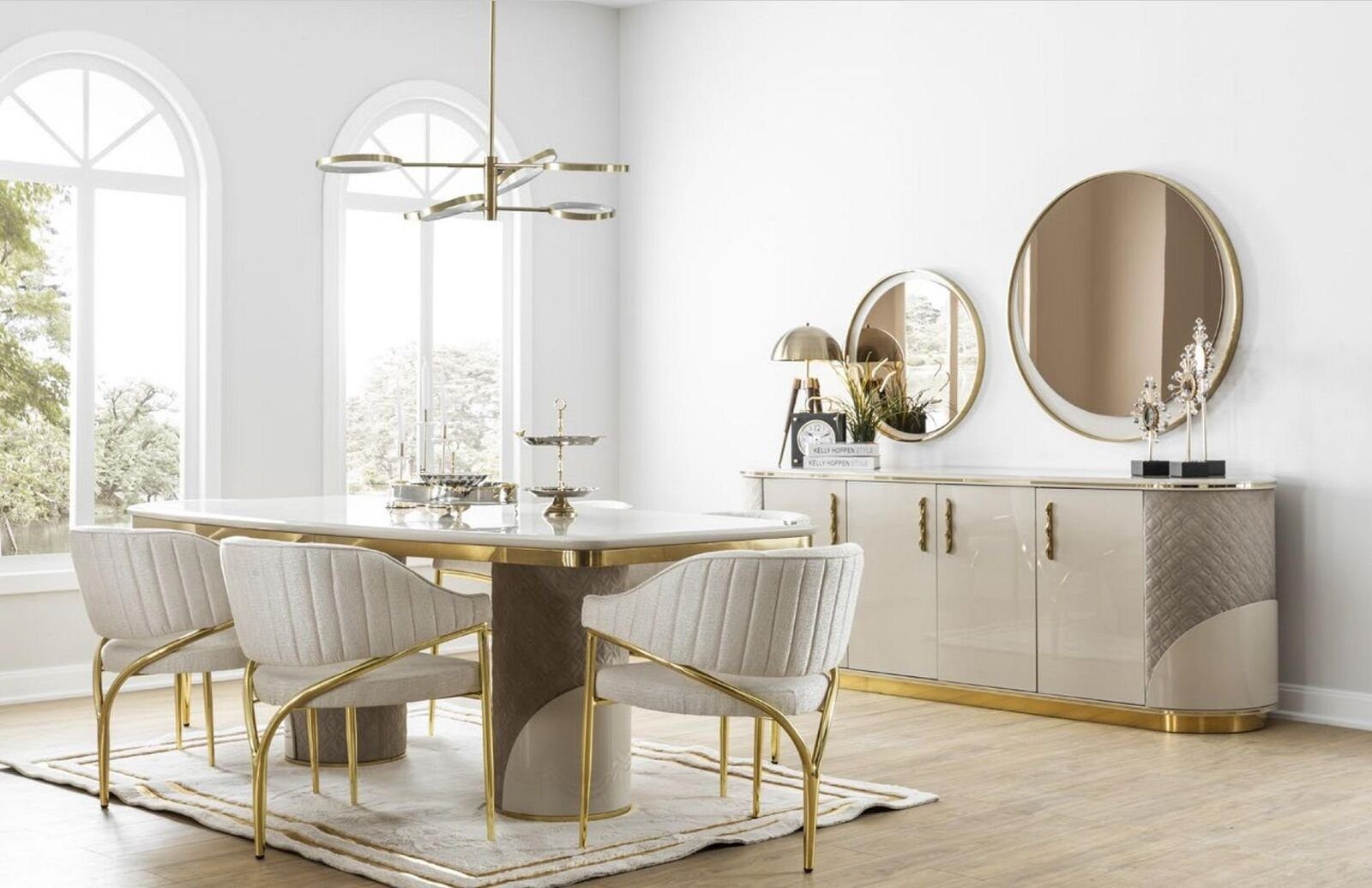 JVmoebel Sideboard Beige Konsole aus Holz mit modernem Design für stilvolle Räume (3 St), Made in Europa