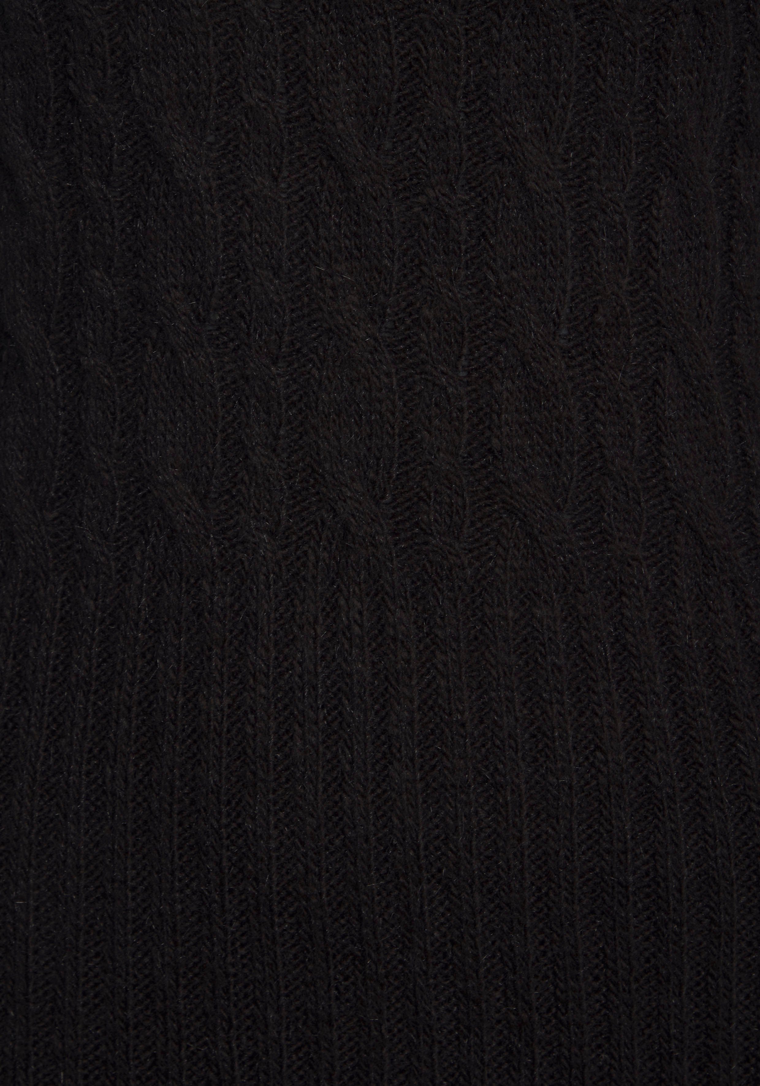 LASCANA Strickkleid mit Zopfmuster, seitlicher Schlitz, elegantes Pulloverkleid Langarm, Midikleid aus weichem Strick, figurbetont, herbstlich, casual