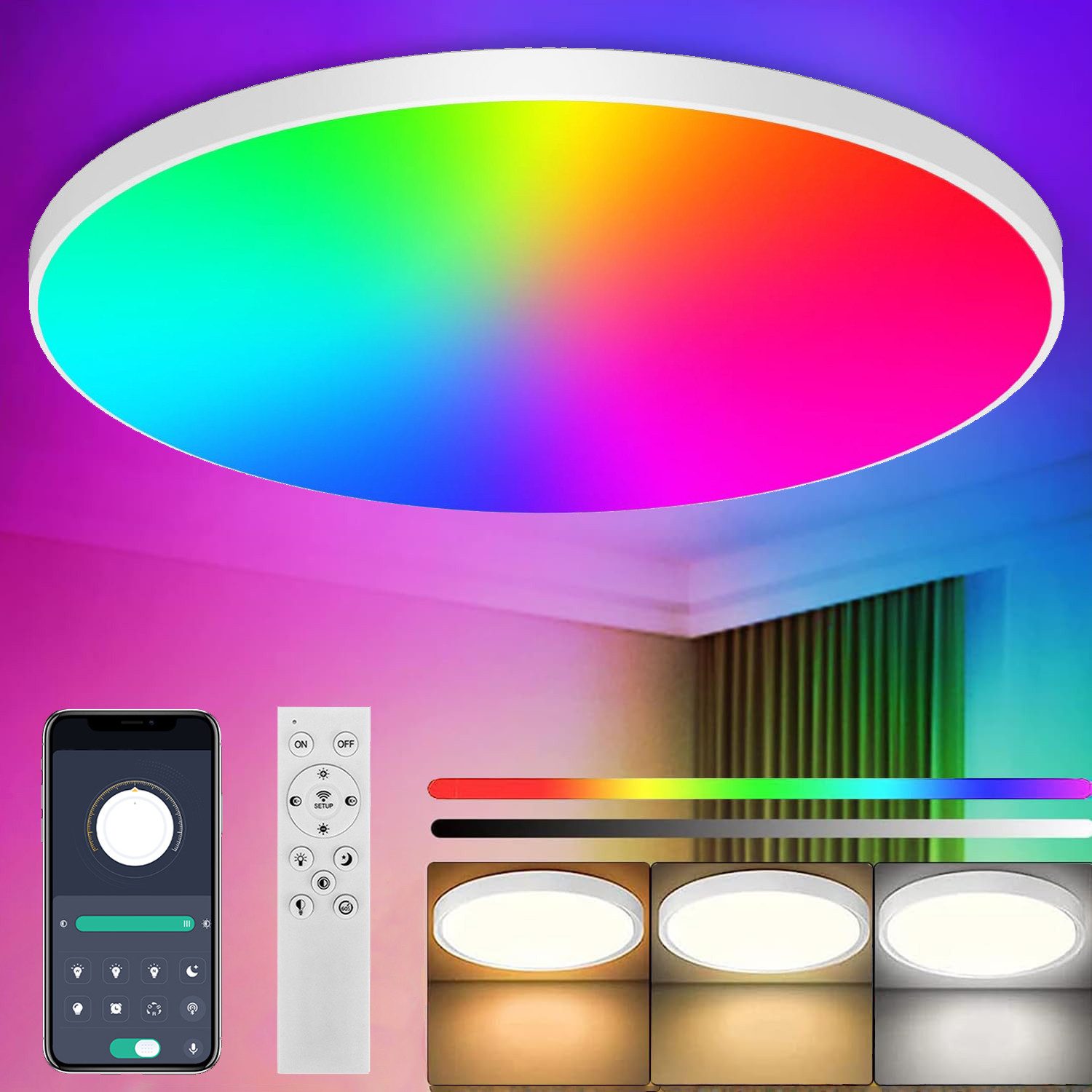 BlingBin LED Deckenleuchte Dimmbar 36W RGB günstig online kaufen