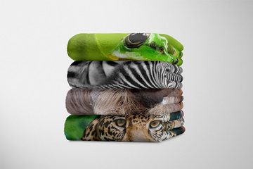 Sinus Art Handtücher Handtuch Strandhandtuch Saunatuch Kuscheldecke mit Tiermotiv Faultier hält Schl, Baumwolle-Polyester-Mix (1-St), Handtuch