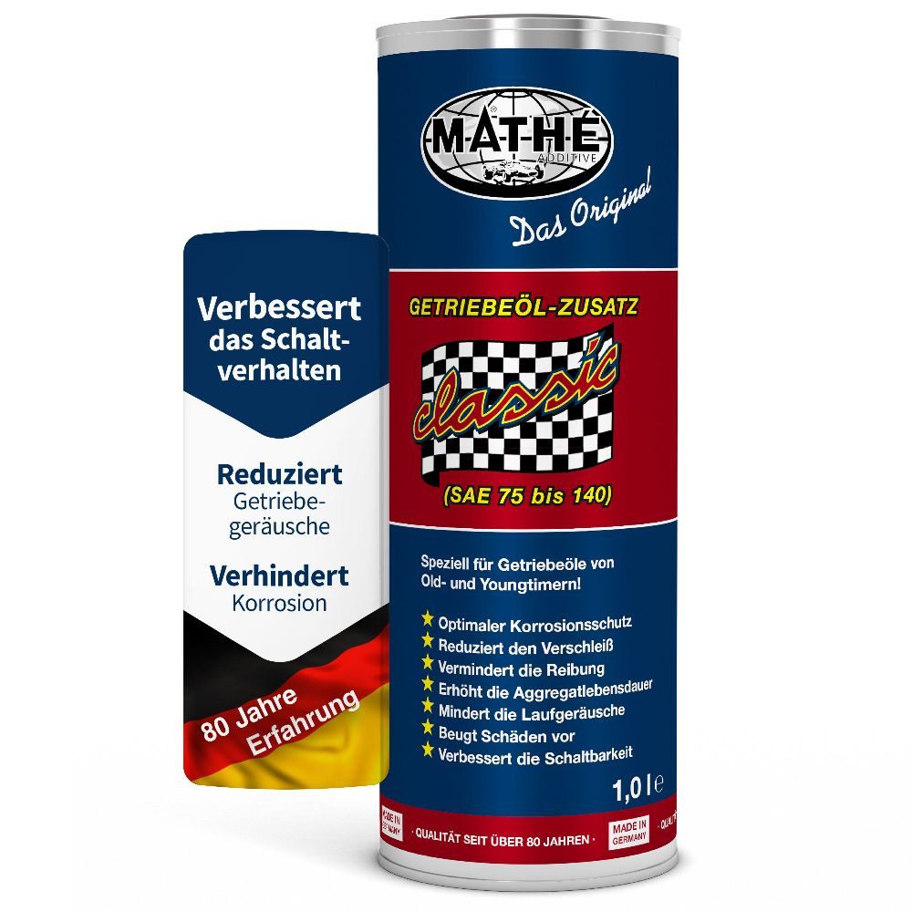 MATHY Getriebezusatz MATHÉ Classic Getriebeöl-Zusatz SAE 75W-140 1,0 l, 1,0 l, Korrosionsschutz & Verschleißreduzierung für Oldtimer