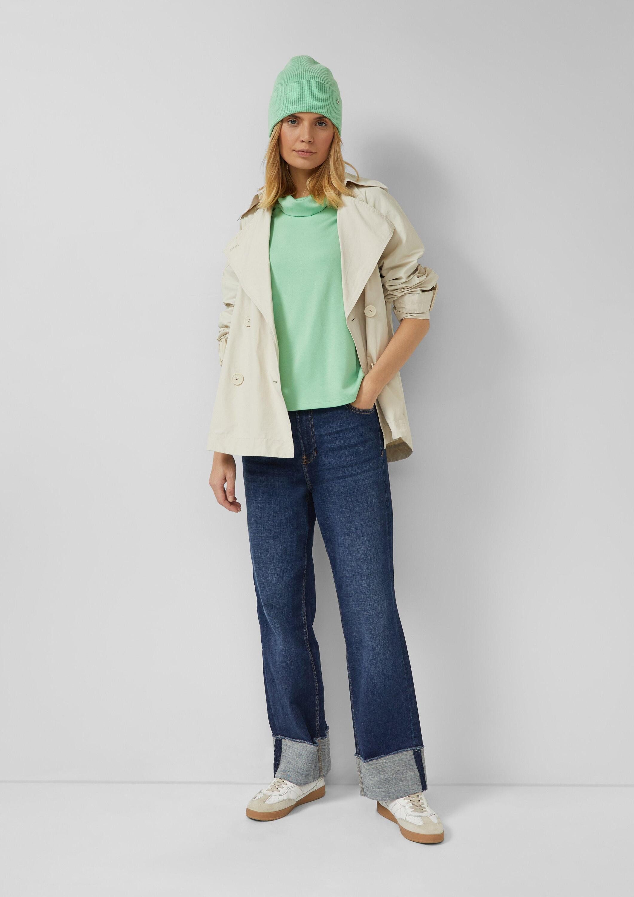 s.Oliver Strickmütze Mütze Beanie mit Turn-up-Funktion und Logo-Detail