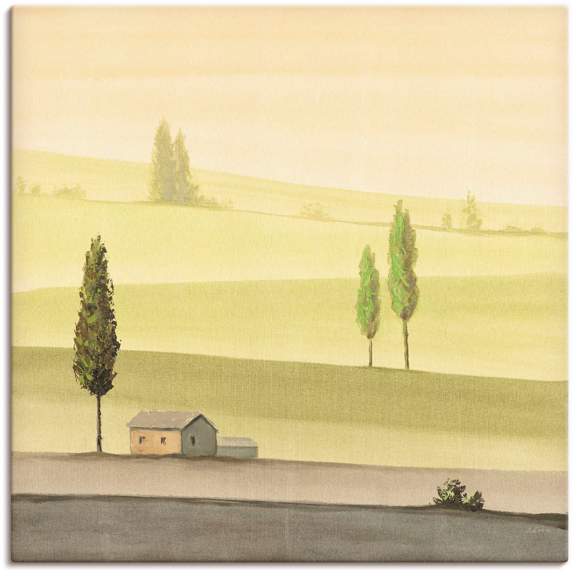 Artland Leinwandbild Landschaft in Grün II, Wiesen & Bäume (1 St), auf Holzrahmen gespannt