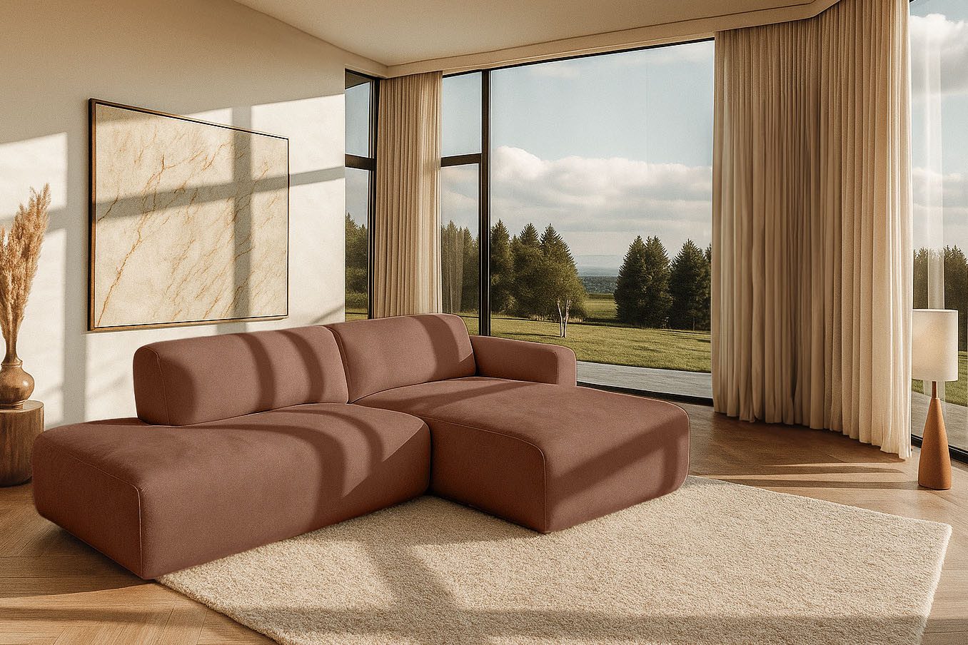 Home affaire Ecksofa Myrland Kompaktsofa, Breite 263 cm, Chenille, Easy Clean Stoff, mit Kaltschaum