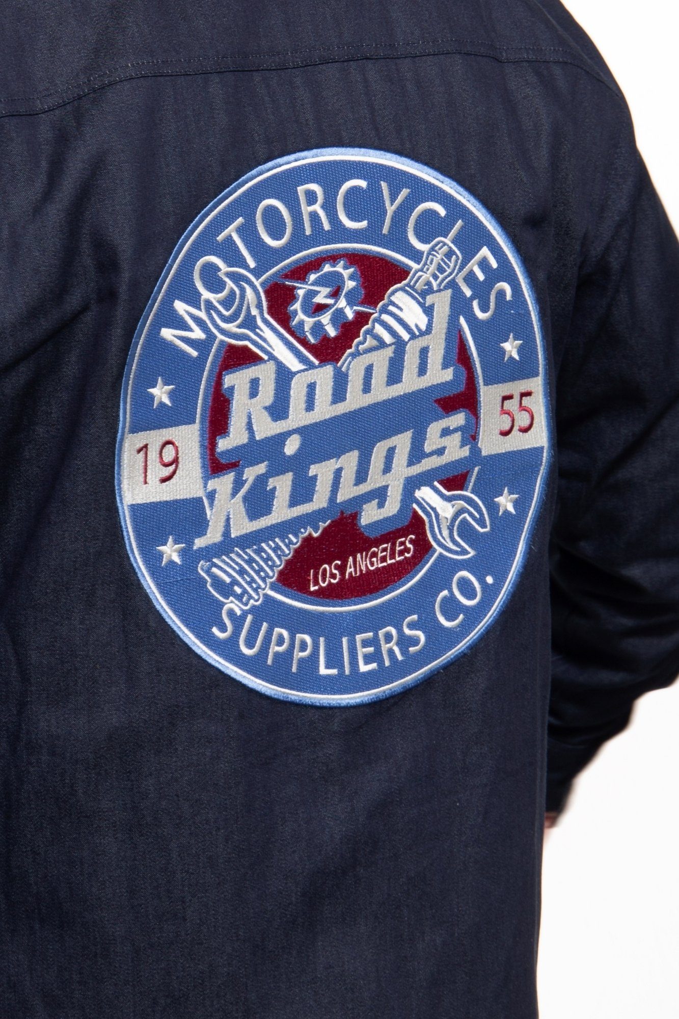 Herren Hemden KingKerosin Funktionshemd Road Kings aus robustem Denim mit Stickerei