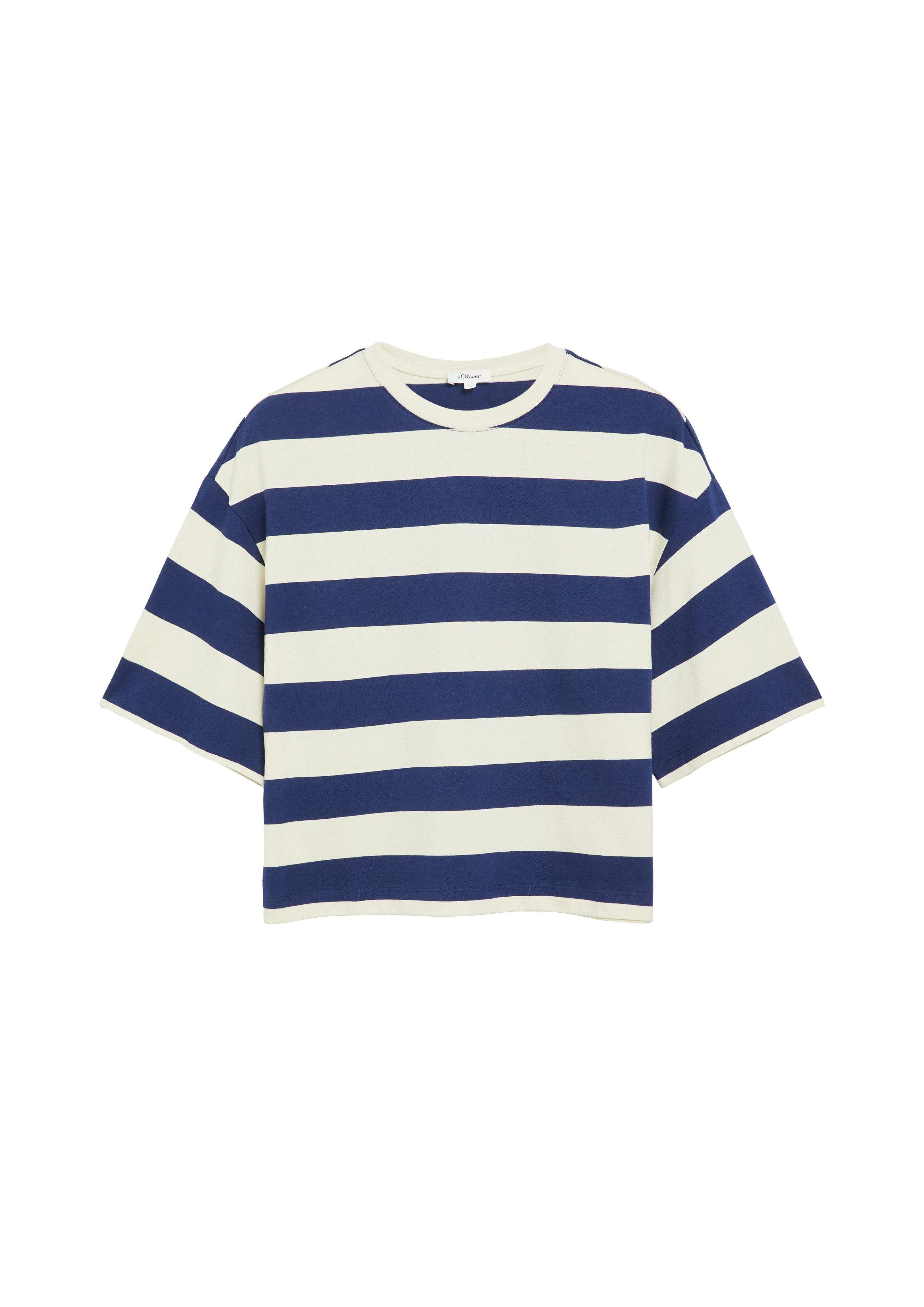 s.Oliver Kurzarmshirt Gestreiftes Sommershirt / Oversize und kurz – Bild 4 von 4