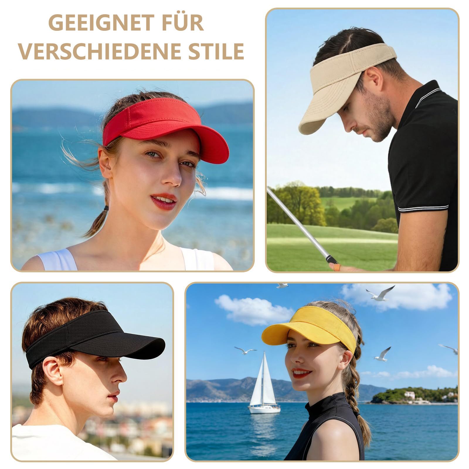 nsihing Sonnenhut Unisex Sommer Schirmmütze Schnelltrocknend Sonnenvisier Verstellbar UV-Schutz Sonnenhut Leichte Sonnenkappe für Outdoor, Strand – Bild 5 von 5