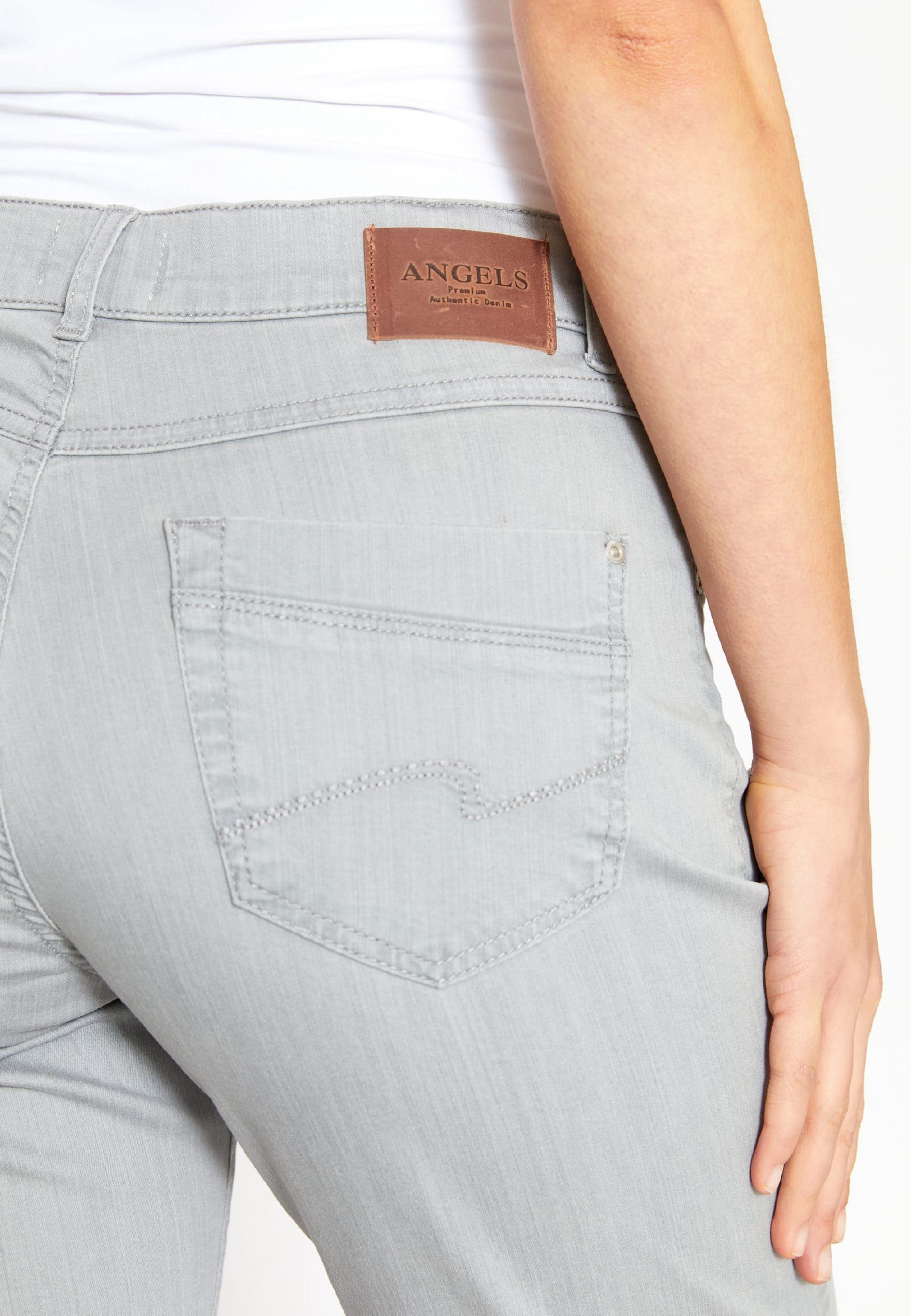 Dolly Label-Applikationen mit hellgrau geradem Bein mit Jeans ANGELS Straight-Jeans