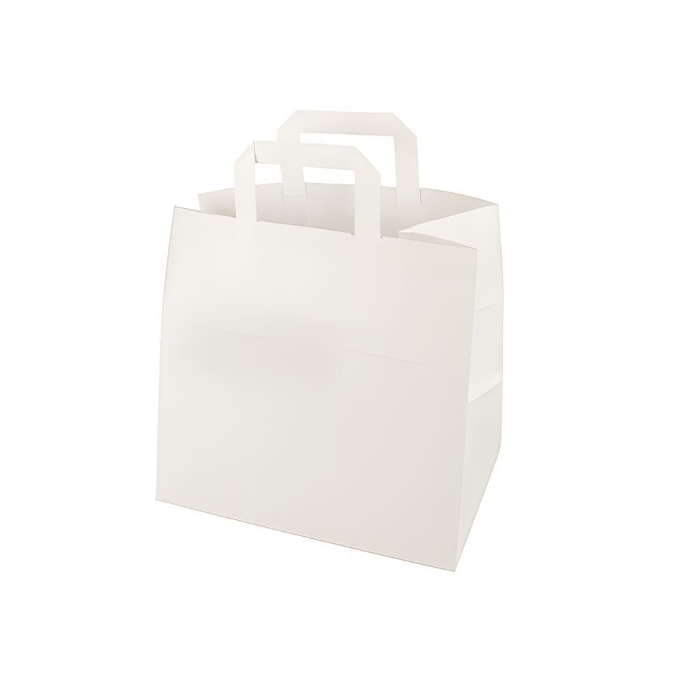 PAPSTAR Tragetasche Tragetaschen, Papier 25 cm x 26 cm x 17 cm weiss mit Tragegriff 50 Stk