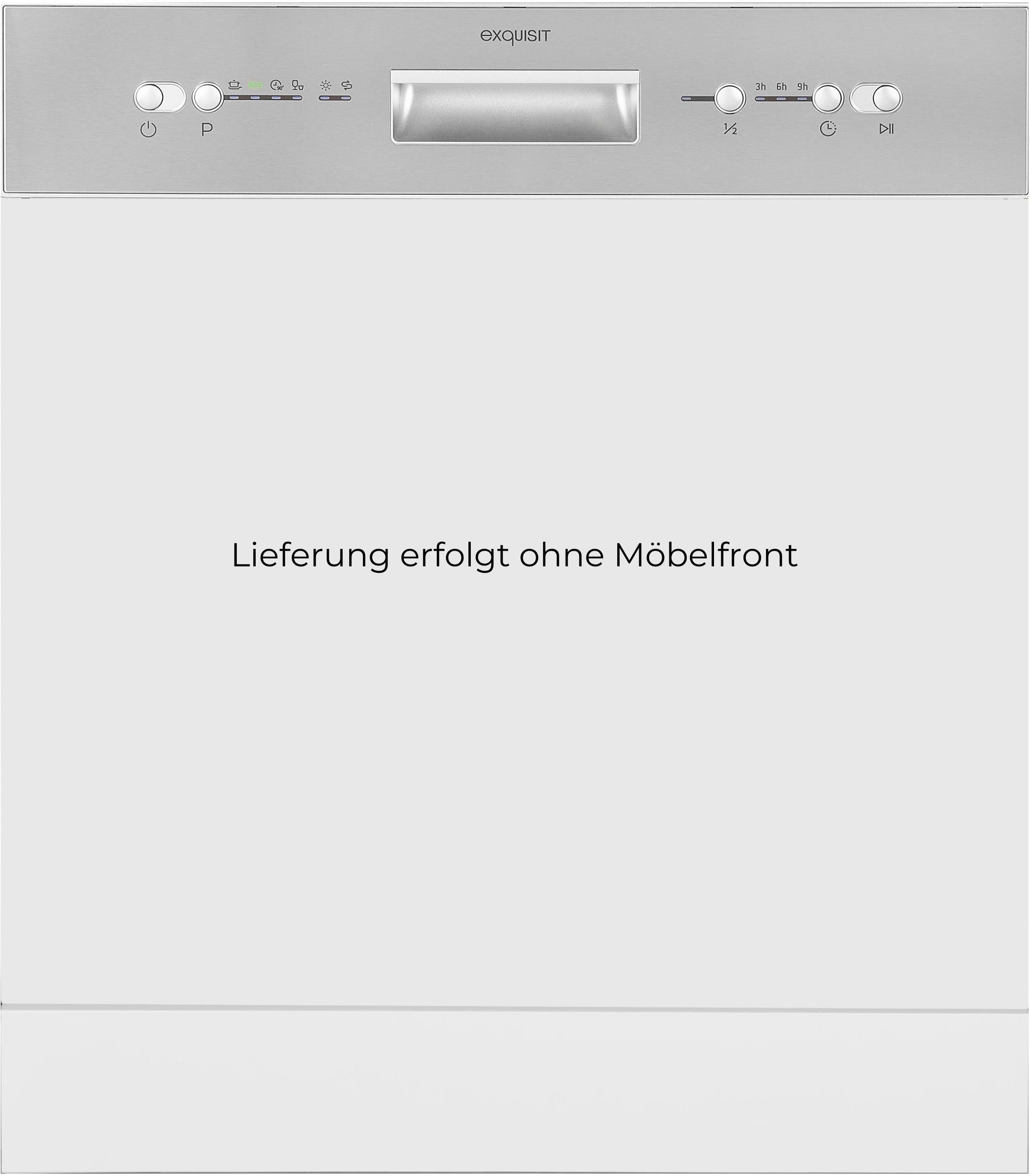 exquisit teilintegrierbarer Geschirrspüler EGSP6012-EB-030E inox, 12 Maßgedecke