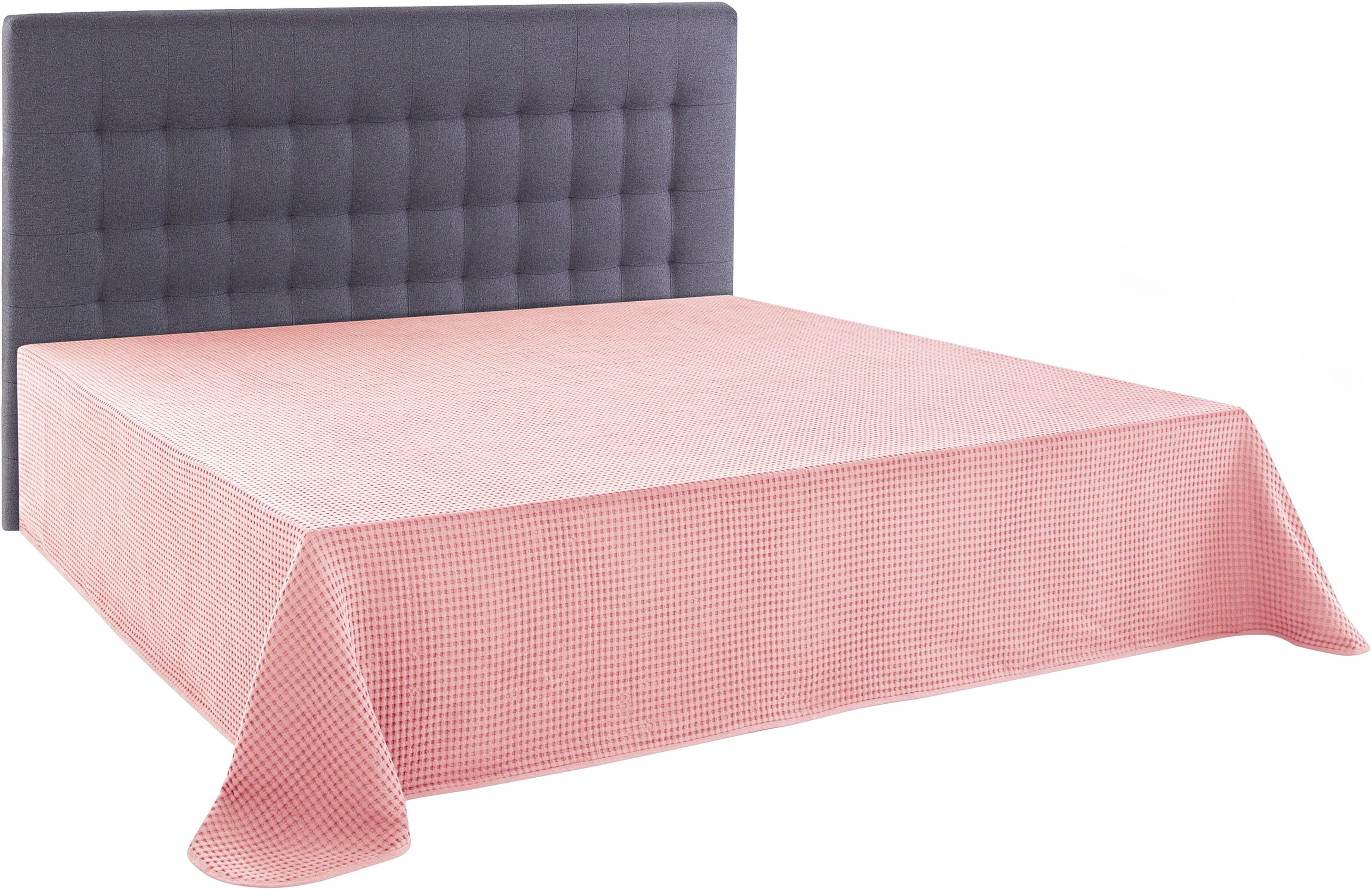 in GRETA, andas, Farben viele ab Decke 150x250 Tagesdecke rosa Optik, Waffelpiqué cm erhältlich,