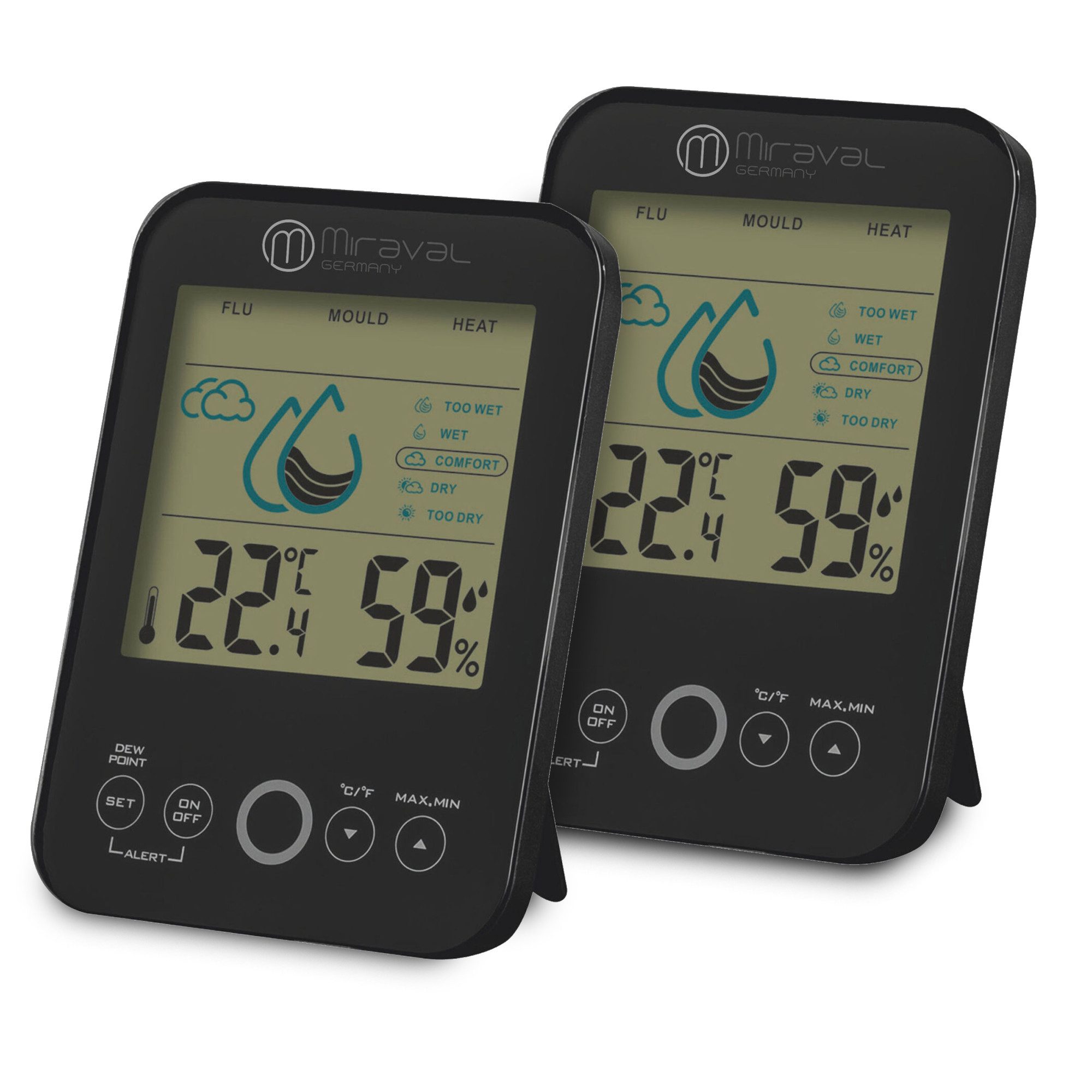 Miraval Klimamesser 2x Miraval Raumklimastation Schimmelwarner, Lüftungsemp günstig online kaufen