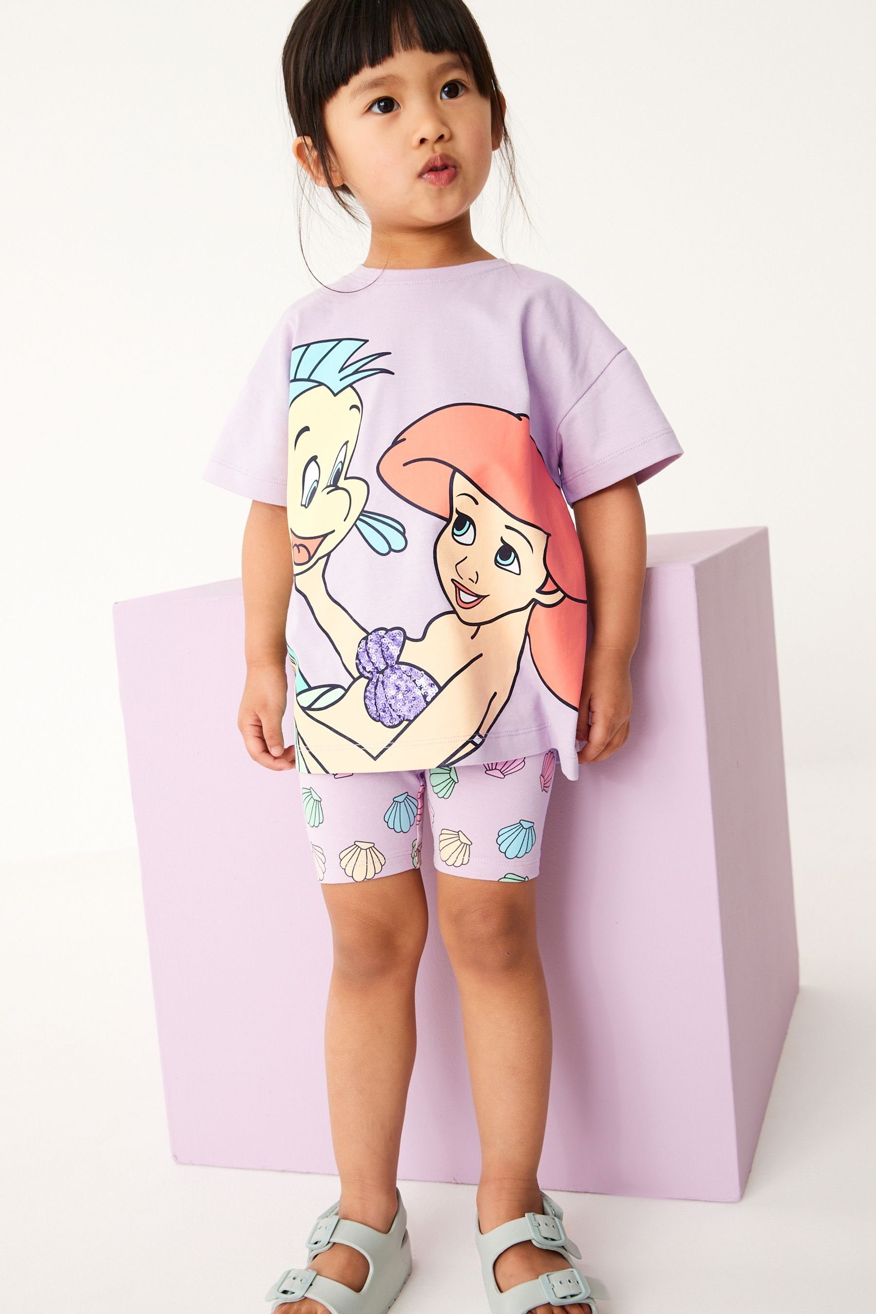 und (2-tlg) T-Shirt im Set T-Shirt & Next Little Shorts Mermaid Radlershorts