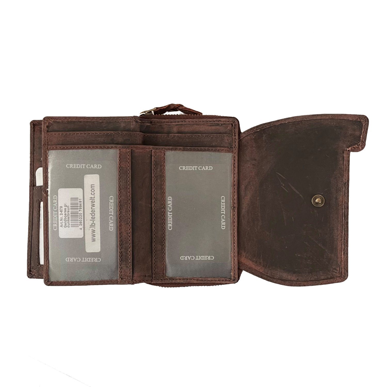 Buffalo Hill Geldbörse XL Büffelleder Portemonnaie, Kartenetui mit RFID-Schutz >BH-2679<, eleganter Damen Geldbeutel mit 12 Kartenfächern in Braun