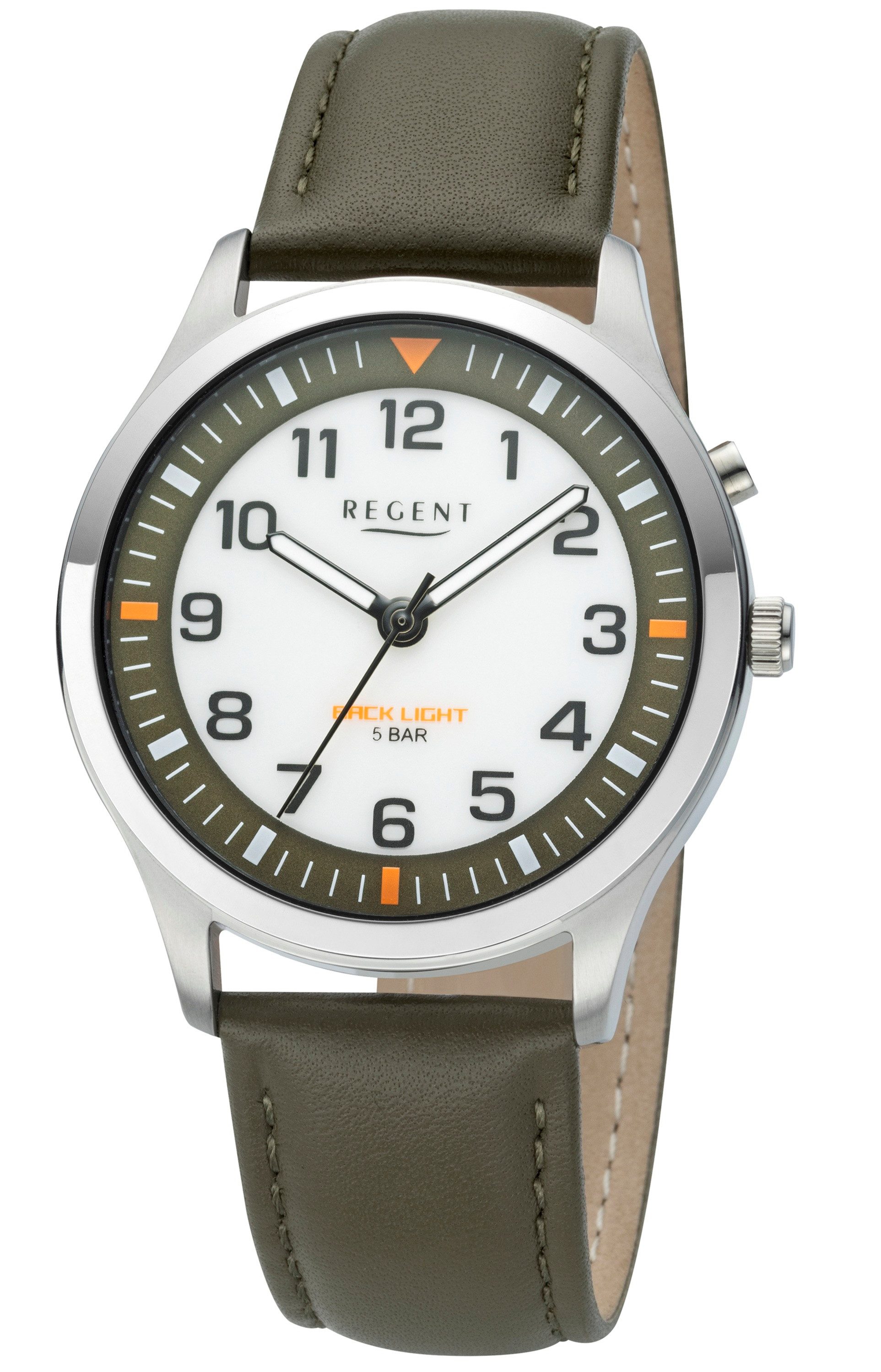 Regent Quarzuhr Uhren mit Licht auf Knopfdruck, Lichtfunktion in 4 Versionen, Lichtfunktion bei Tastendruck