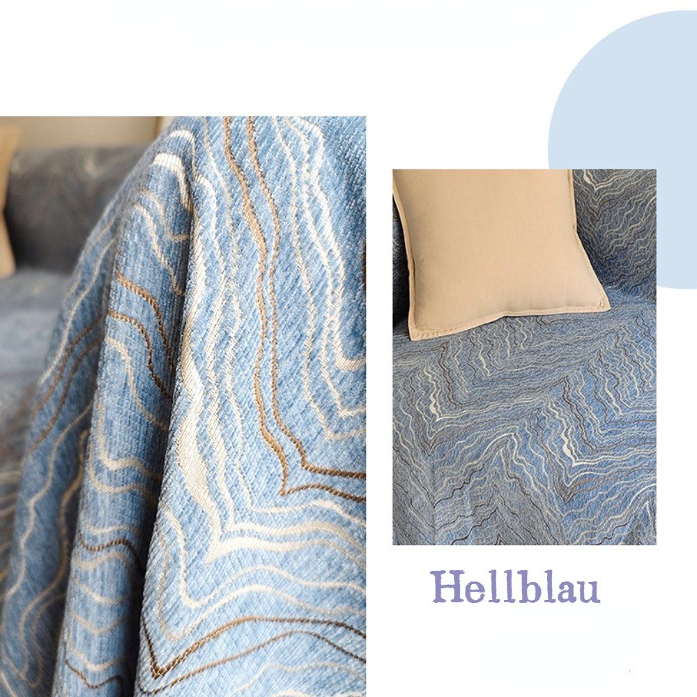 Tagesdecke, HOMEIDEAS, Hellblau Decken Sofabezug Bergmuster Luxus-Sofaüberwurf