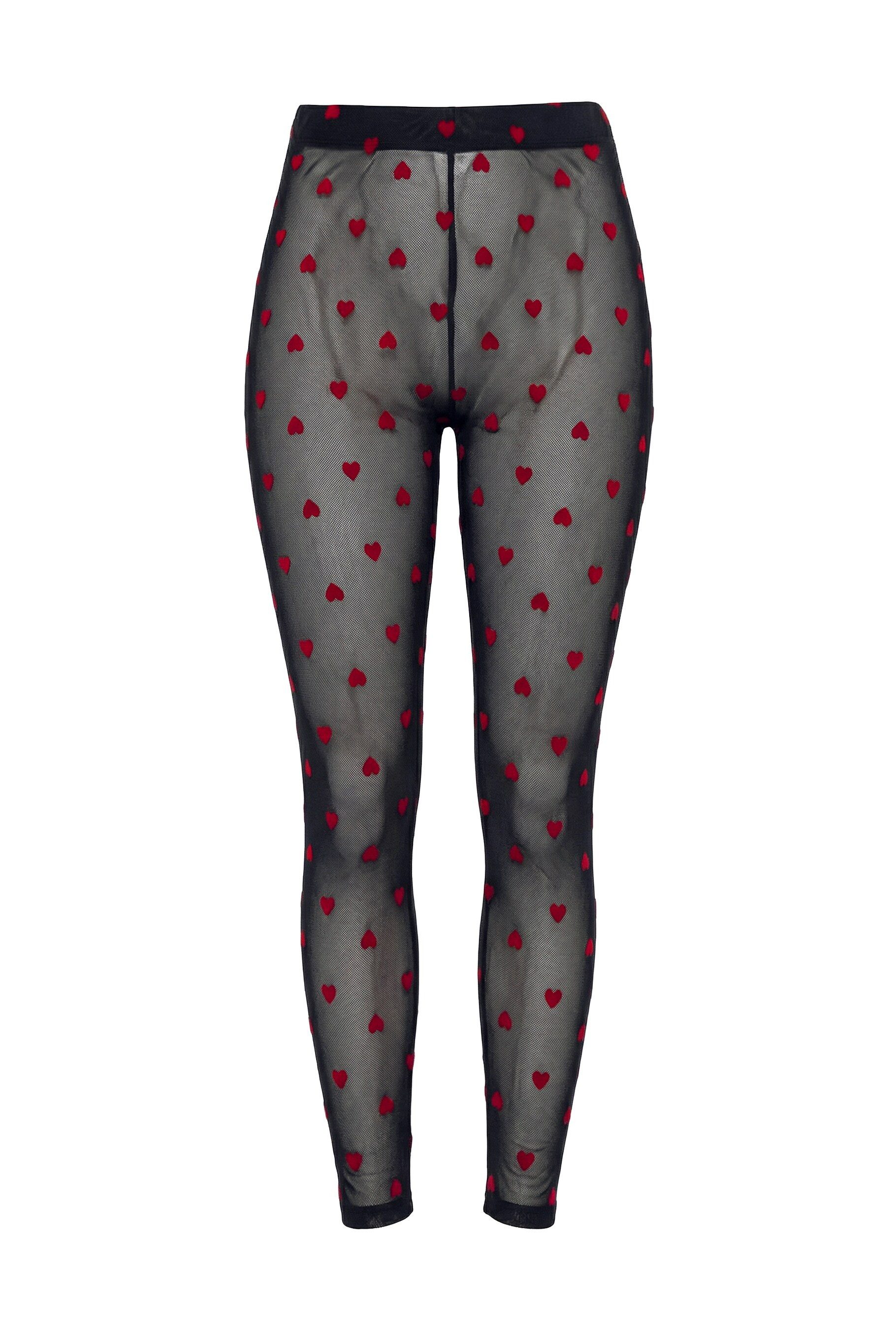 Ulla Popken Feinstrumpfhose Mesh-Leggings samtweiches Herzmuster