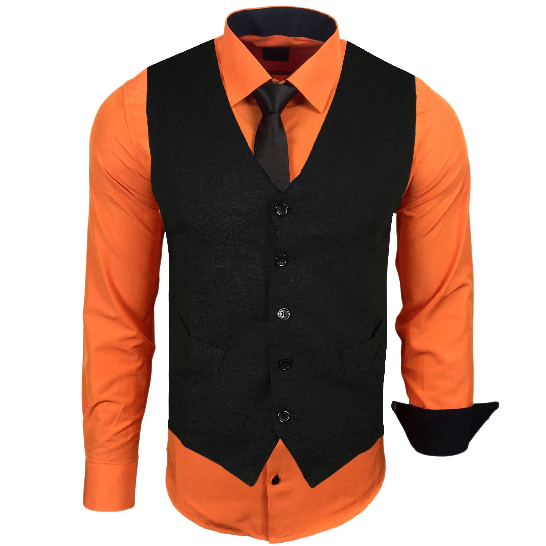 Baxboy Langarmhemd Baxboy Langarmhemd Herren-Hemd Slim-Fit Hemd + Weste + K günstig online kaufen