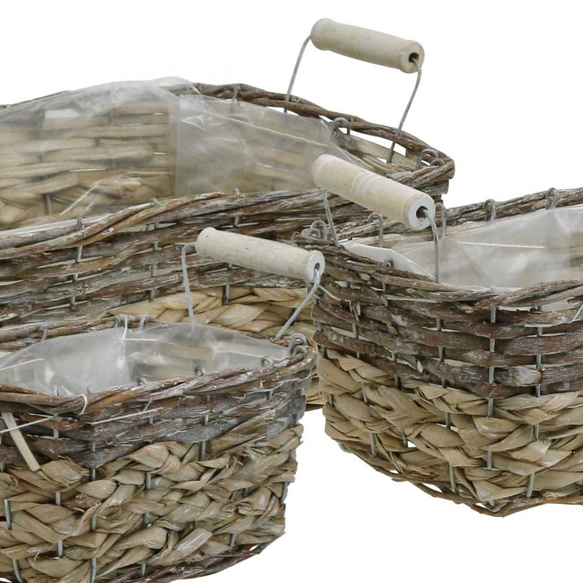 Florists Products Dekokorb 3er-Set Pflanzkorb Shabby Chic Weiß gewaschen - Naturgefäß