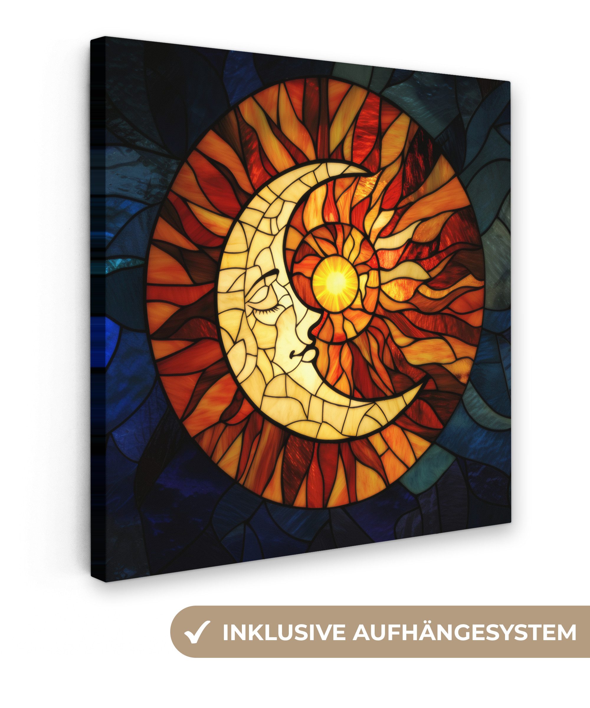 OneMillionCanvasses® Leinwandbild Mosaik - Glas - Mond - Dunkelblau, Fotodr günstig online kaufen