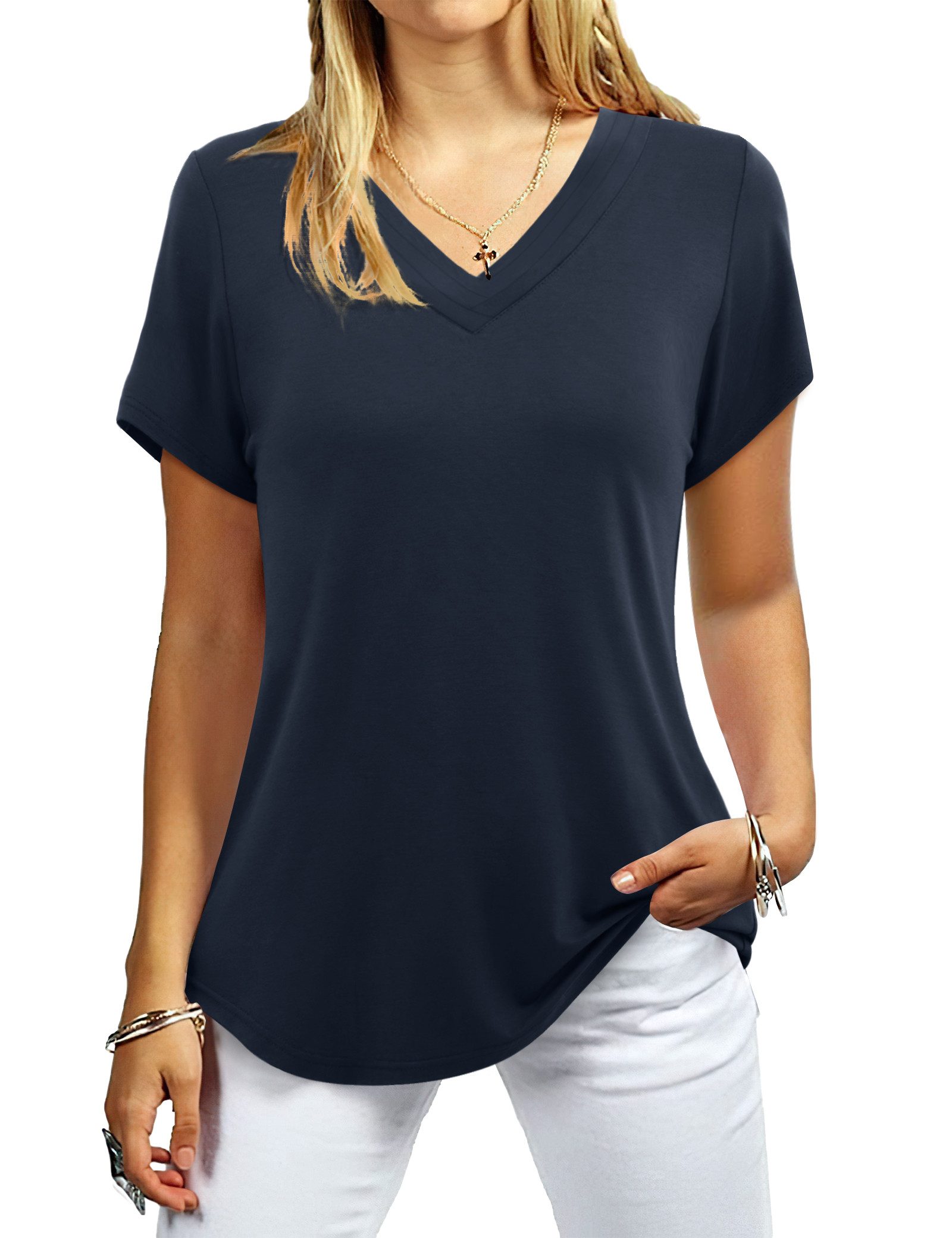 Beluring T-Shirt Damen T-Shirt mit Rundhalsausschnitt günstig online kaufen