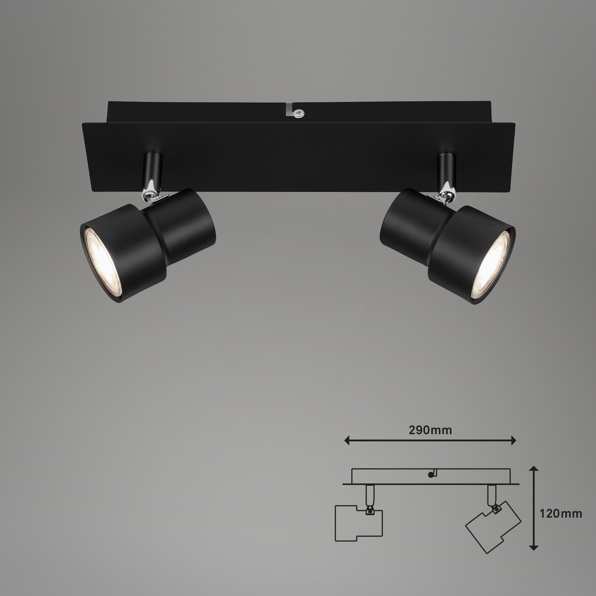 Briloner Leuchten x 2861-025, wechselbar, 3000K 460lm 5W Deckenspots Deckenlampe LED 2 inkl. LED LED GU10 Warmweiß