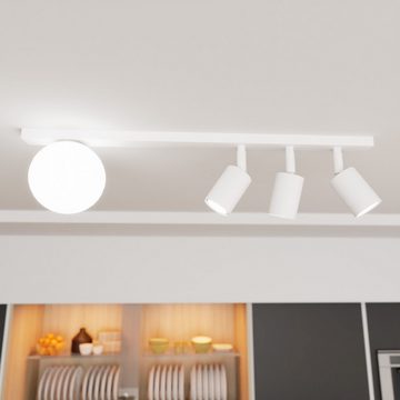 Licht-Erlebnisse Deckenstrahler PAULA, ohne Leuchtmittel, Glas Metall GU10 verstellbar Weiß 3-flammig Modern Spot Lampe Decke