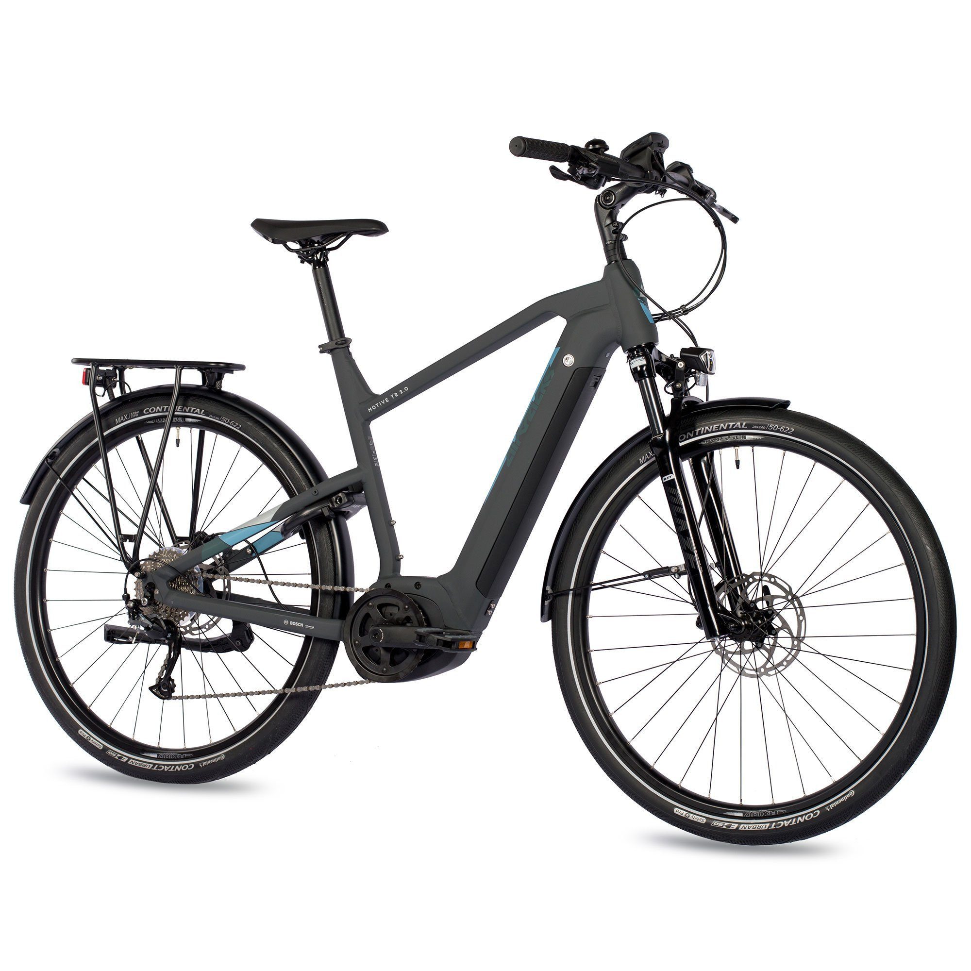 Airtracks E-Bike Trekkingrad 28 Zoll E-Bike Herren Trekking Fahrrad Motiv 2.0 BOSCH PERFORMACE LINE, 9 Gang SHIMANO ALIVIO T-4000 Schaltwerk, Kettenschaltung, 500,00 Wh, (POWERTUBE), Display INTUVIA 100 Trekking Bike - 54cm 58cm