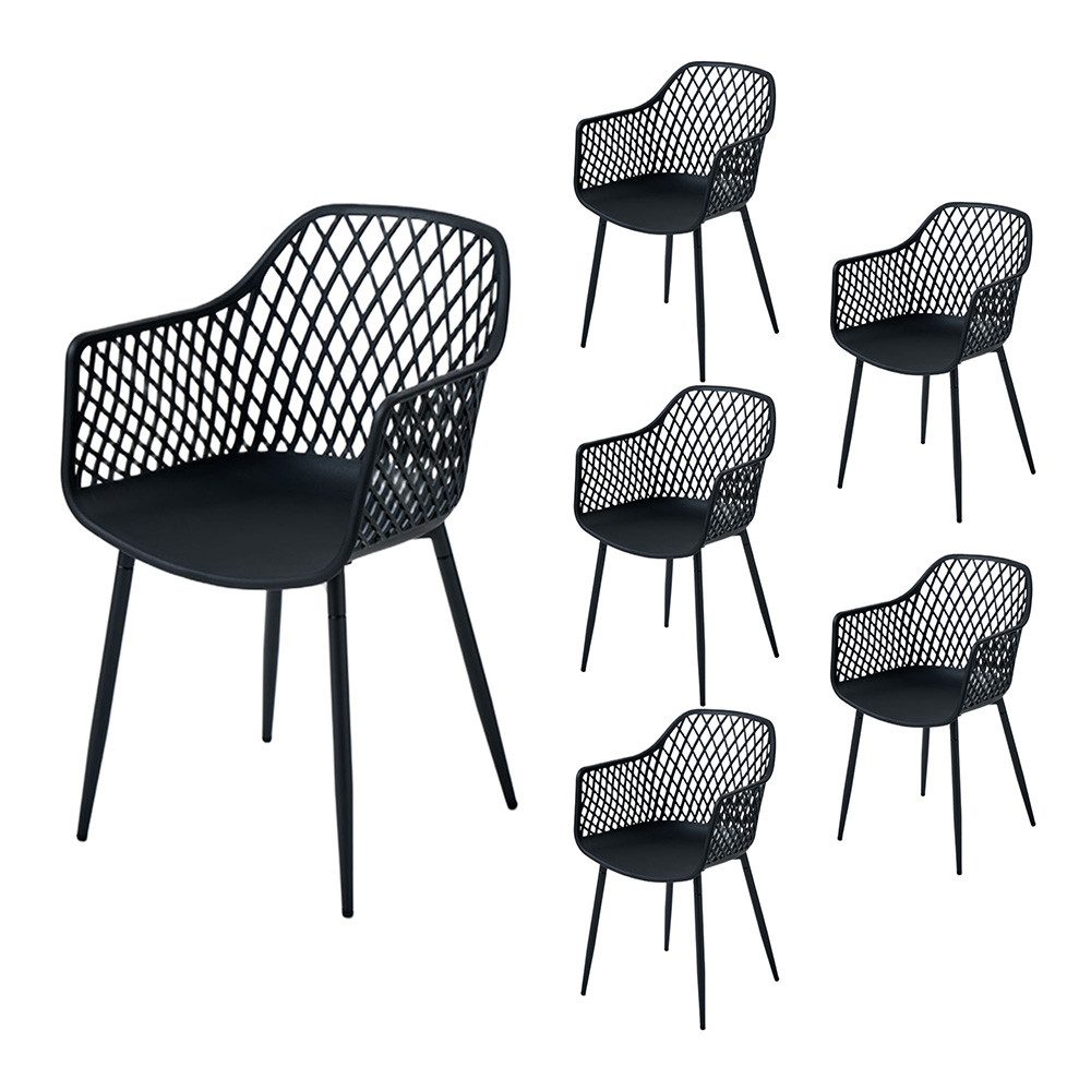 PPkrimnel Gartenstuhl Modern ergonomischer Esszimmerstuhl, Outdoor-Stuhl (6 St), mit Armlehnen, wetterfest & UV-beständig, 6er-Set