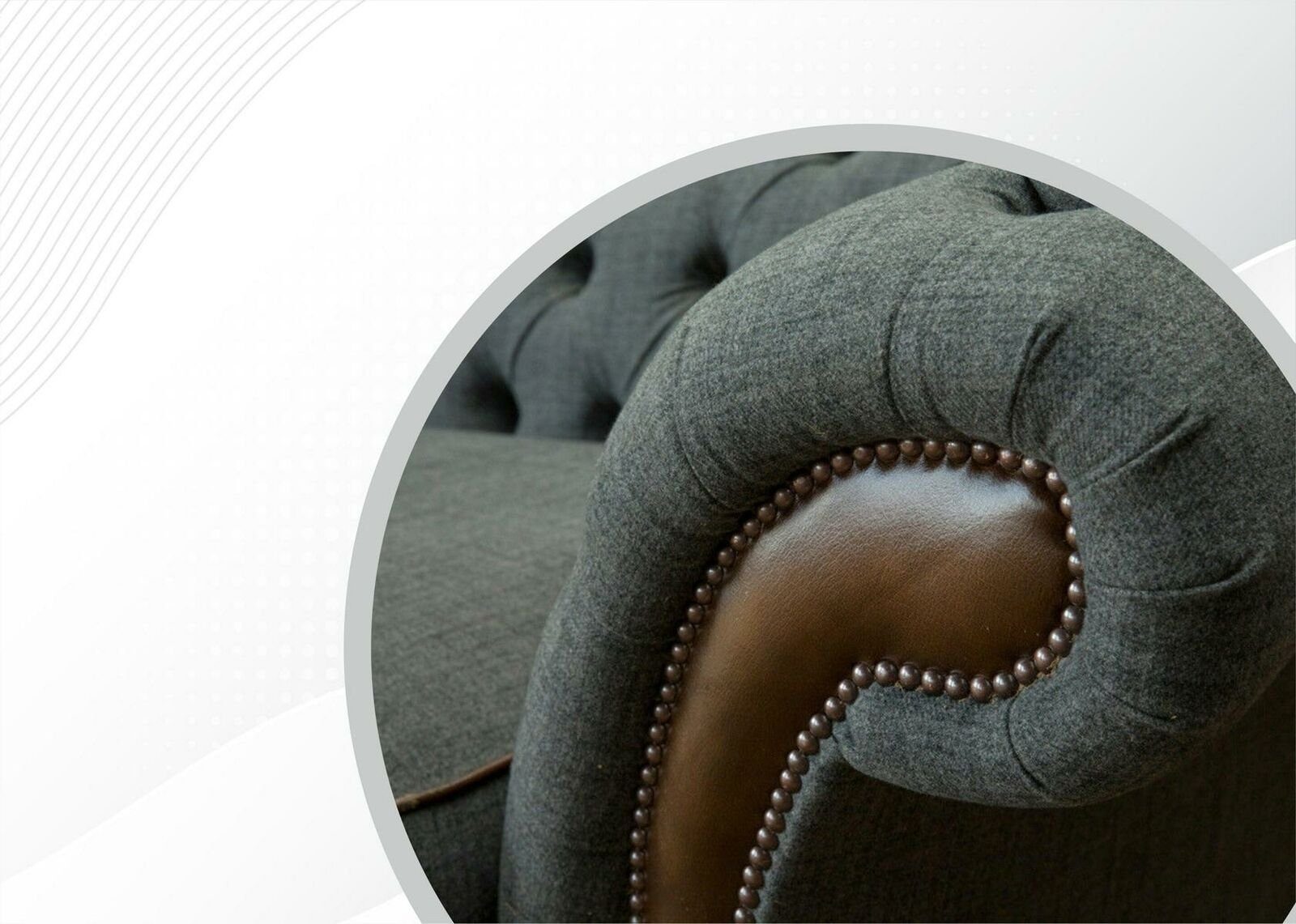 Made Design 4-Sitzer Polstermöbel Grauer Chesterfield luxus JVmoebel Chesterfield-Sofa Neu, Europe in