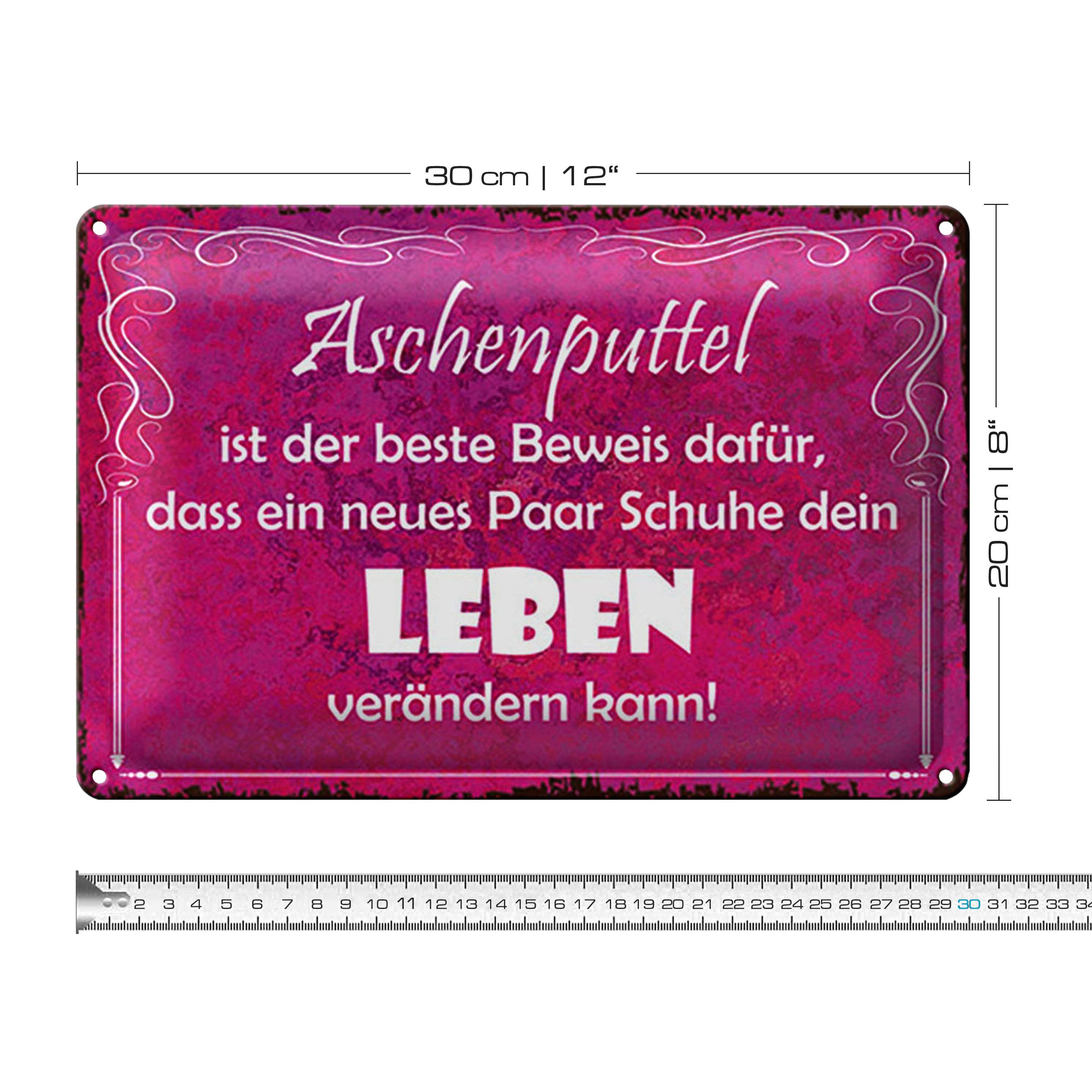 Roomando Metallschild Blechschild Spruch 30x20cm Aschenputtel Schuhe ändern Leben